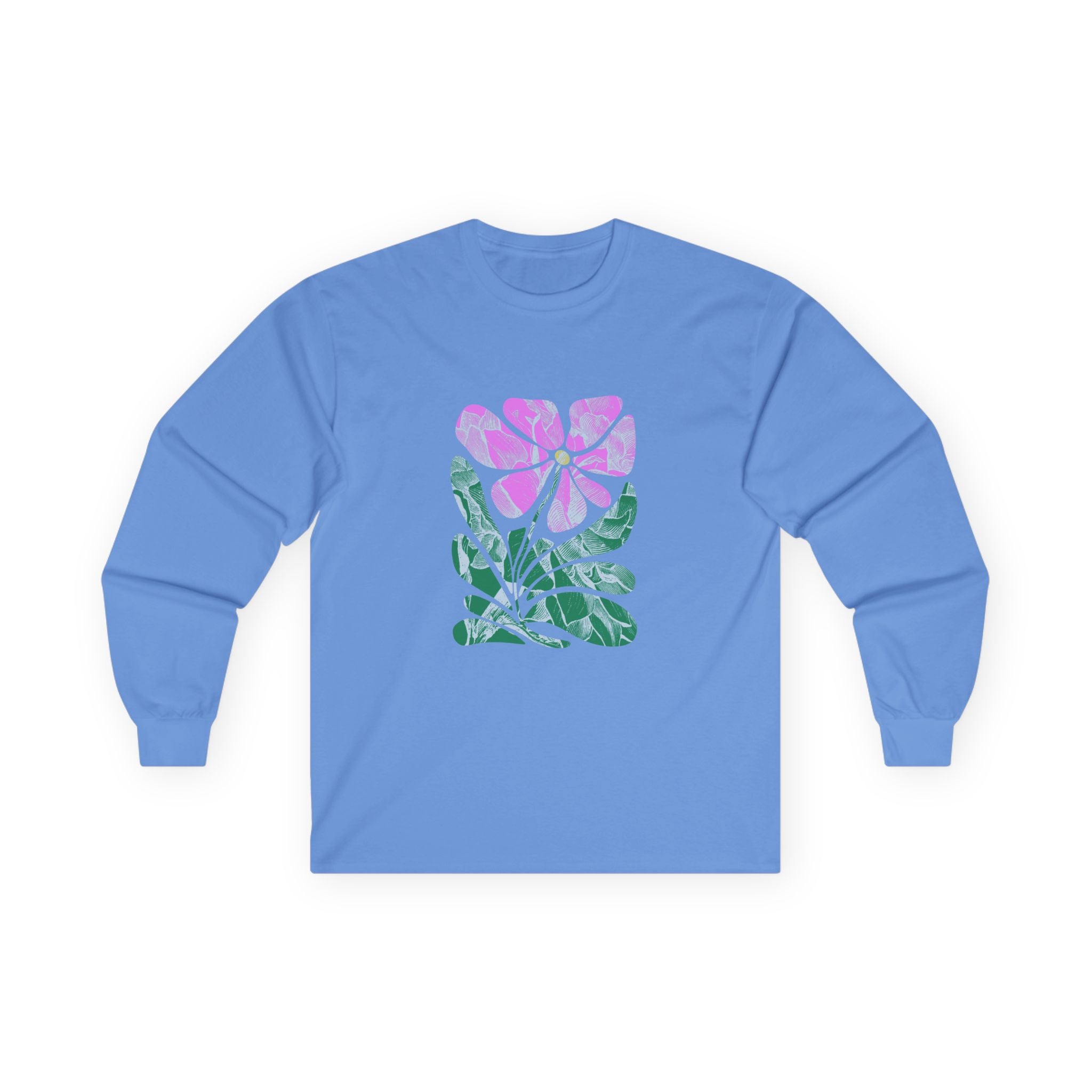 Floral Watercolor Long Sleeve Tee — Pink Bloom Graphic