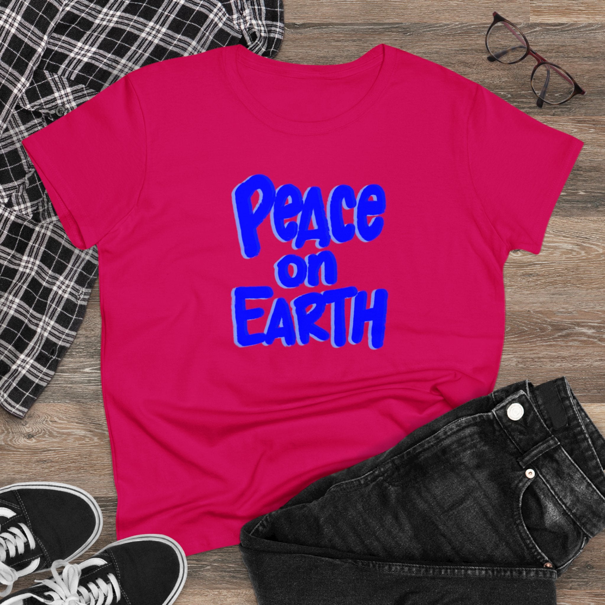 PEACE ON EARTH Women's Midweight Cotton Tee