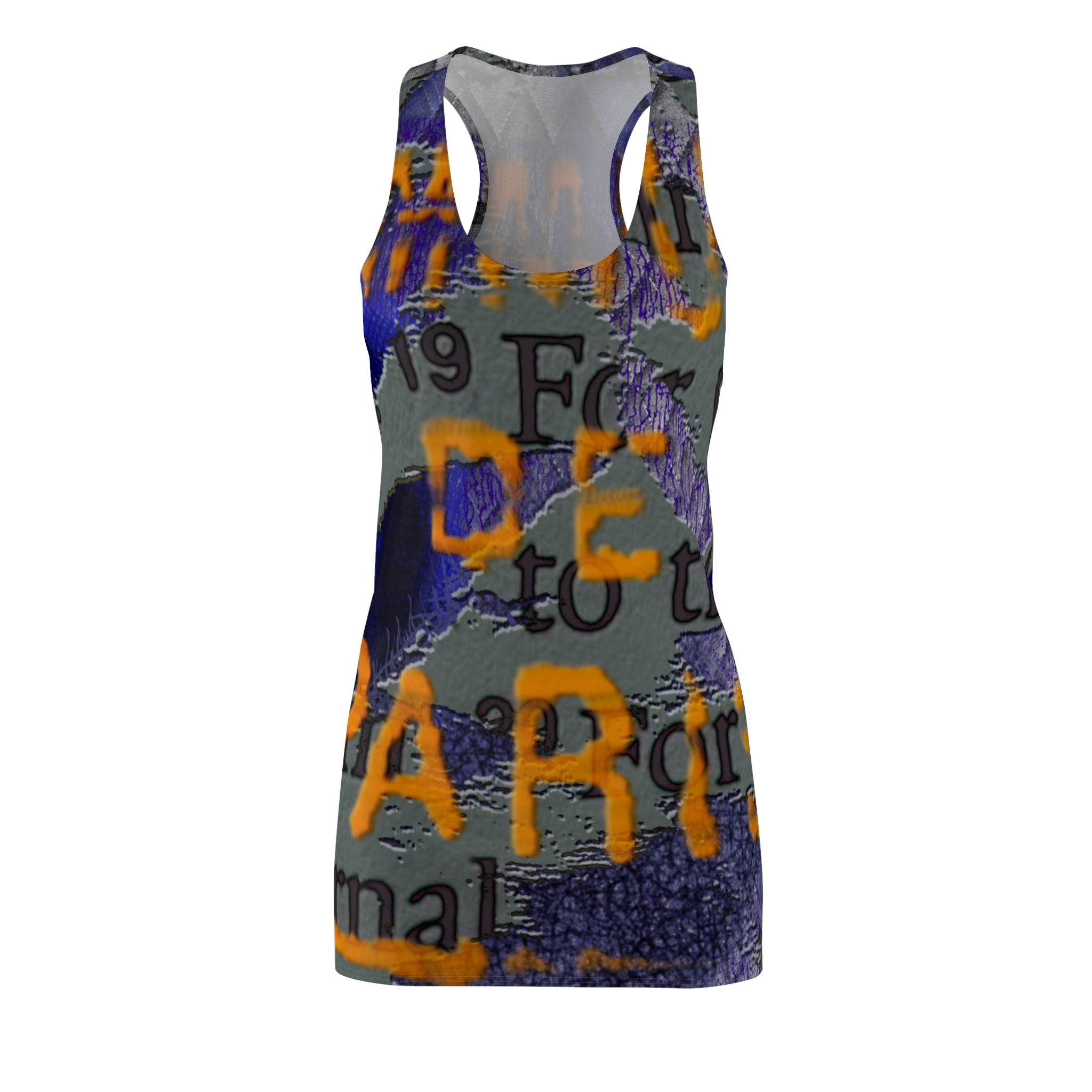 Bold Graphic Racerback Dress for Women - Trendy Urban Style