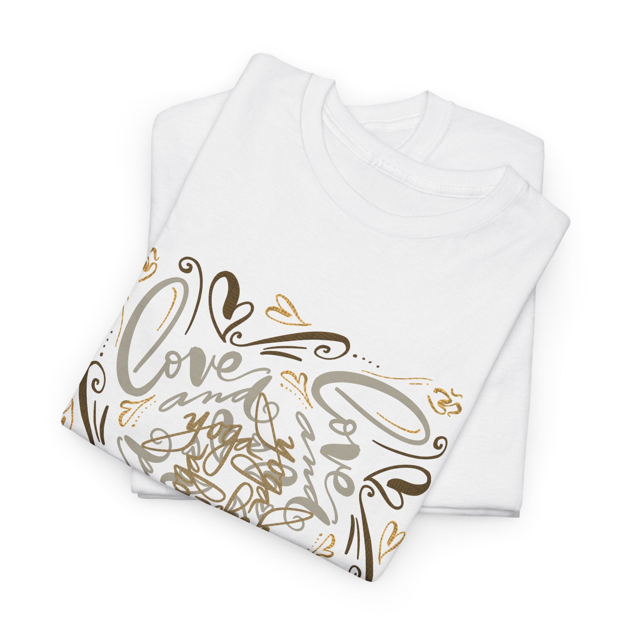 Stylish Hand-drawn Tee, Love and Yoga Shirt, Unisex Graphic T-Shirt, Casual Outfit, Gift for Friends and Family