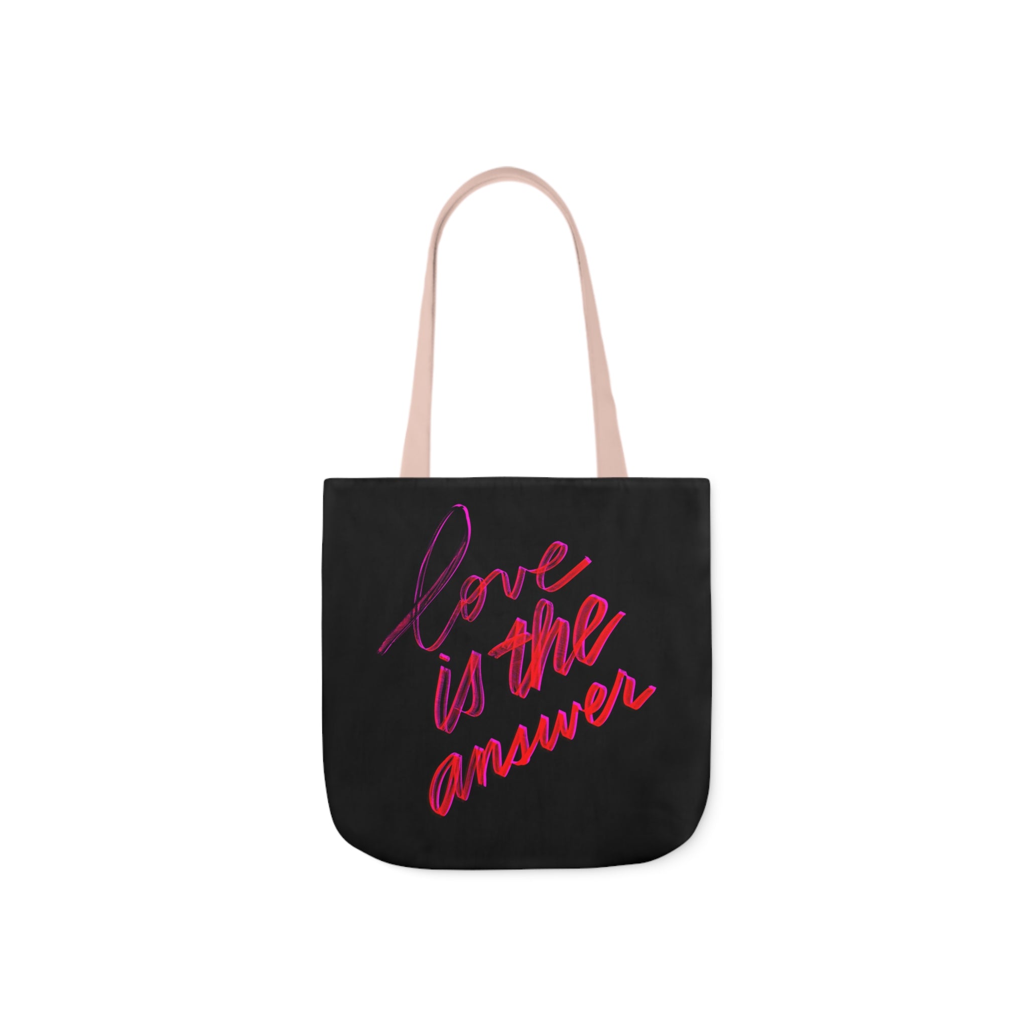 LOVE IS THE ANSWER Canvas Tote Bag, 5-Color Straps