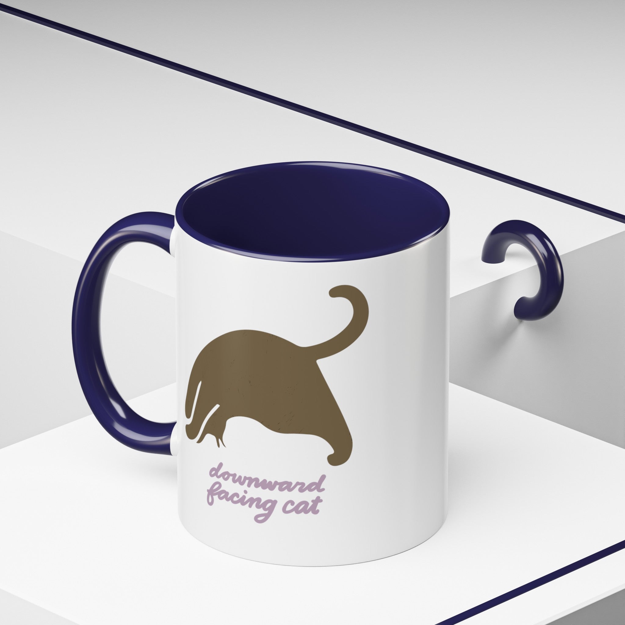DOWNWARD FACING CAT Accent Coffee Mug (11 oz)