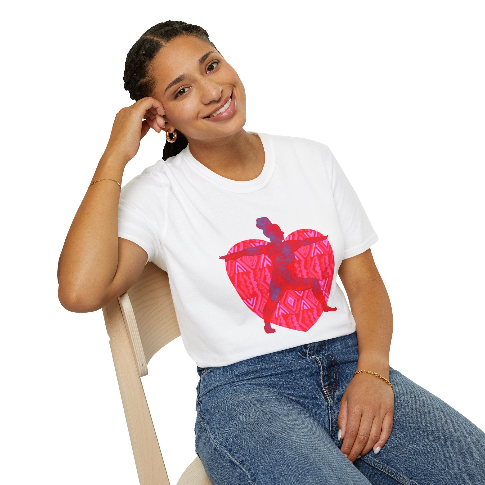 Boho Heart Silhouette Unisex Softstyle T-Shirt - Perfect for Valentine's Day and Everyday Love