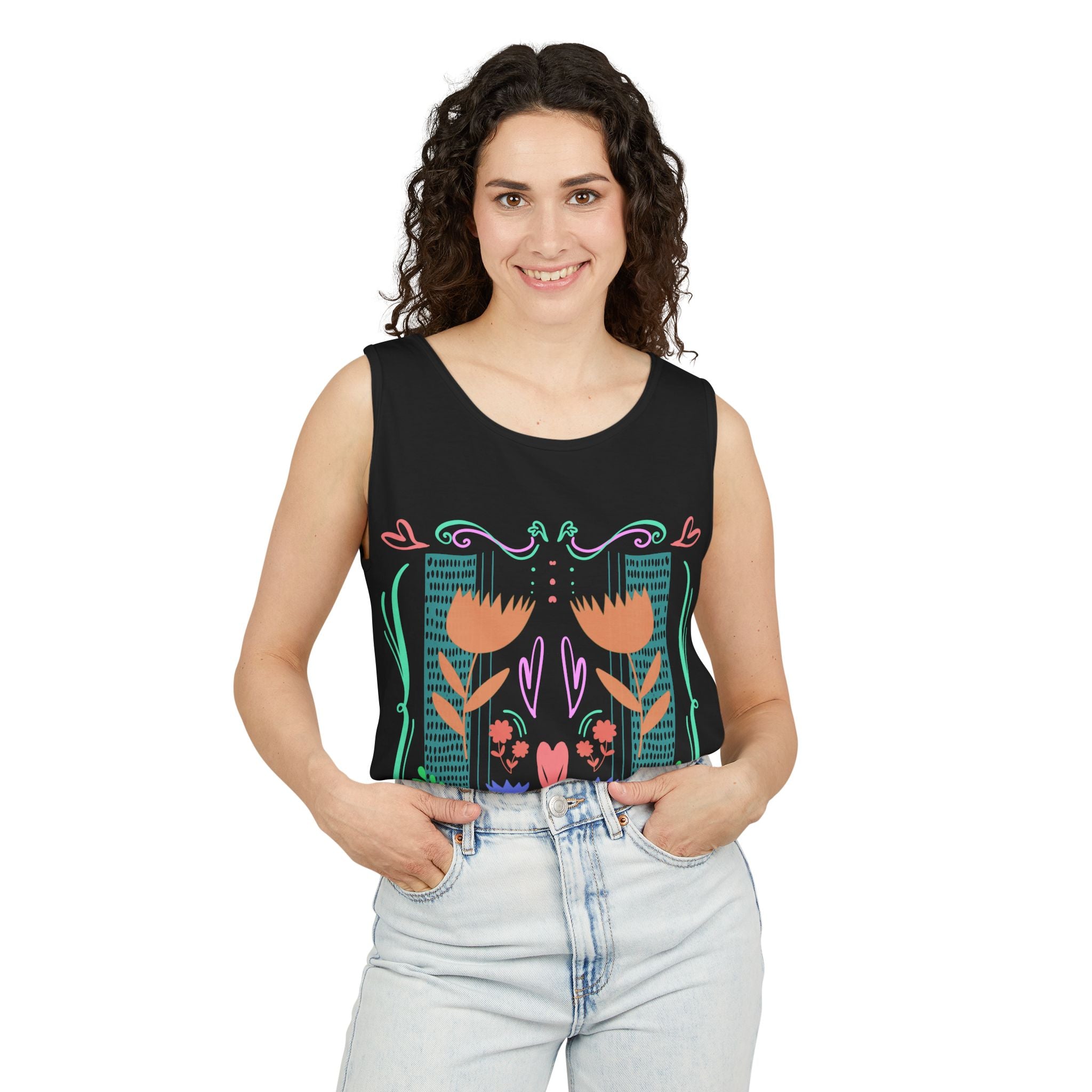 Boho Floral Unisex Tank Top - Perfect for Summer Outings & Festivals