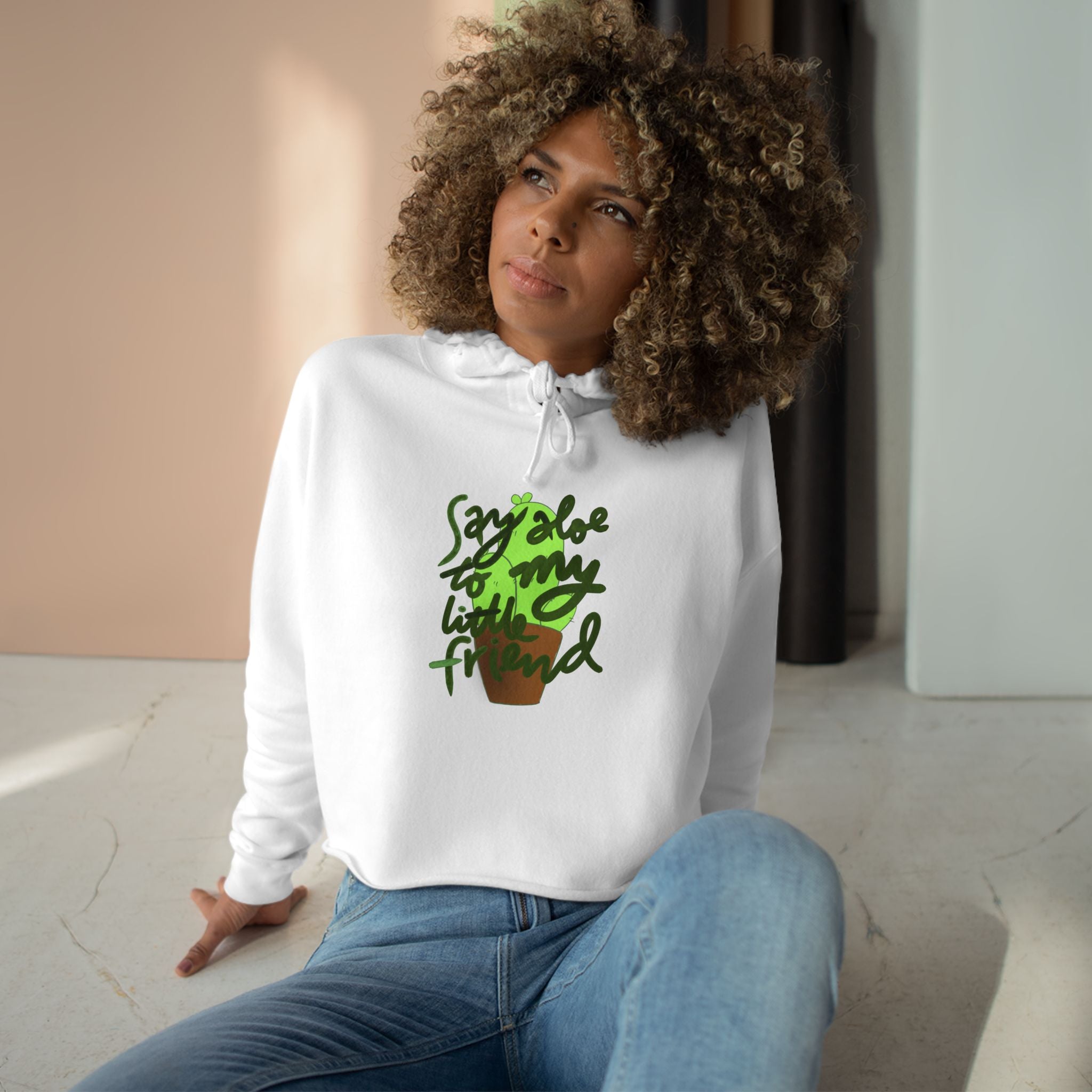 Cute Crop Hoodie - "Say Aloe to My Little Friend"