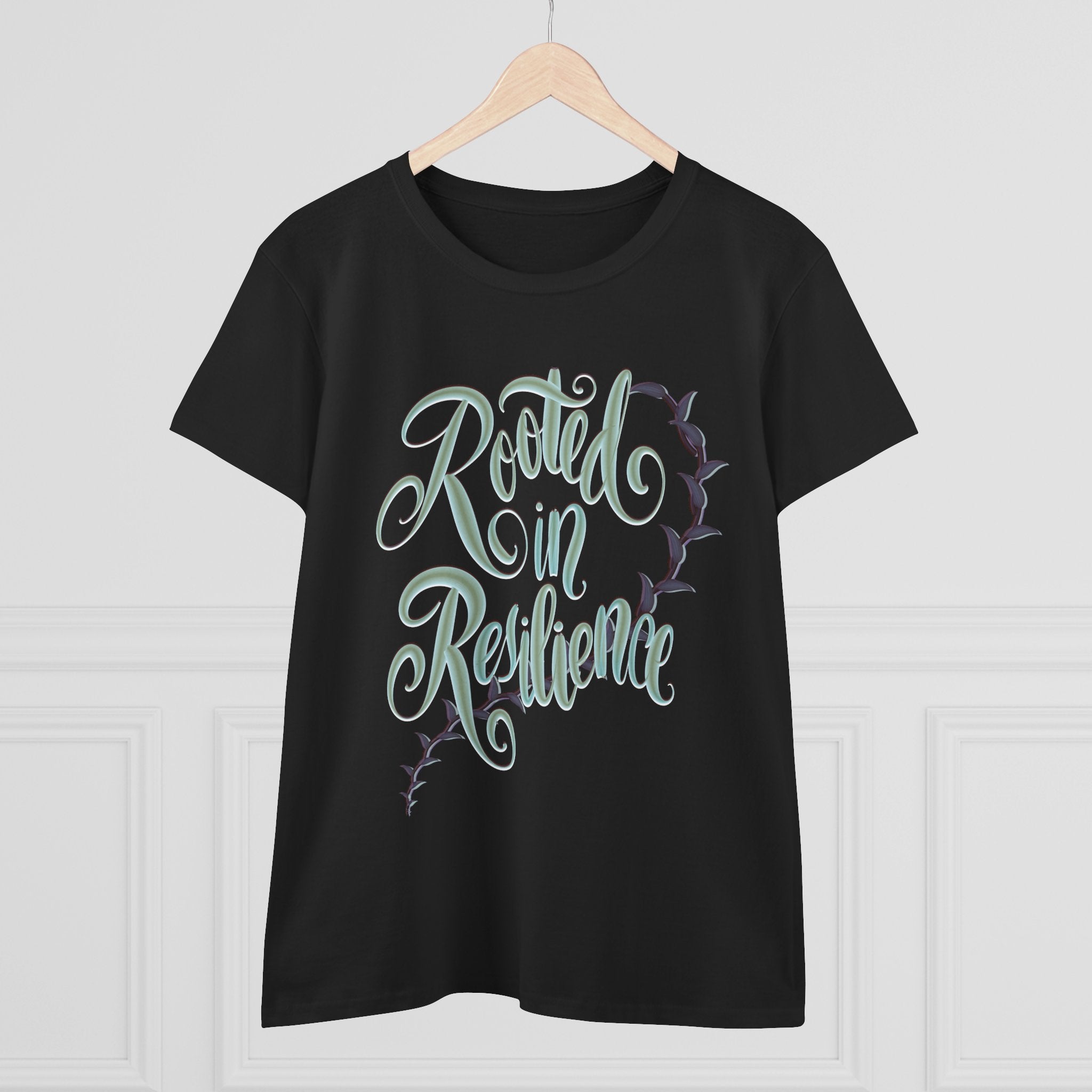 Rooted in Resilience Women's Midweight Cotton Tee - Inspirational Apparel for Strength and Empowerment