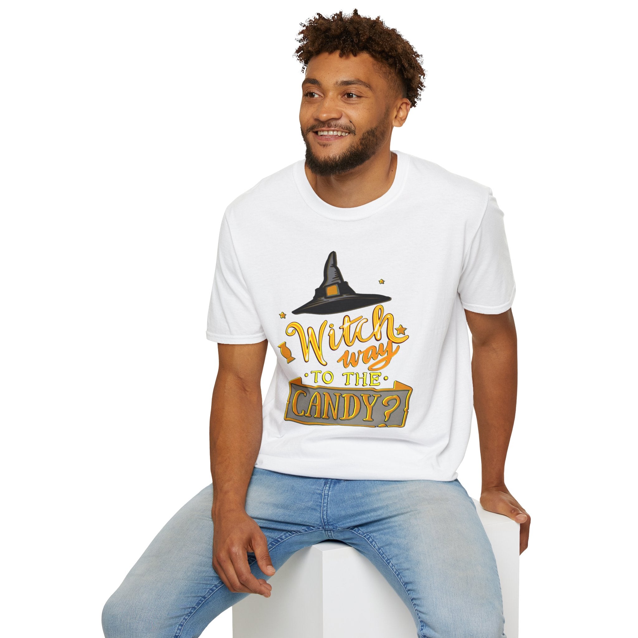 WITCH WAY TO THE CANDY? HALLOWEEN Softstyle T-Shirt