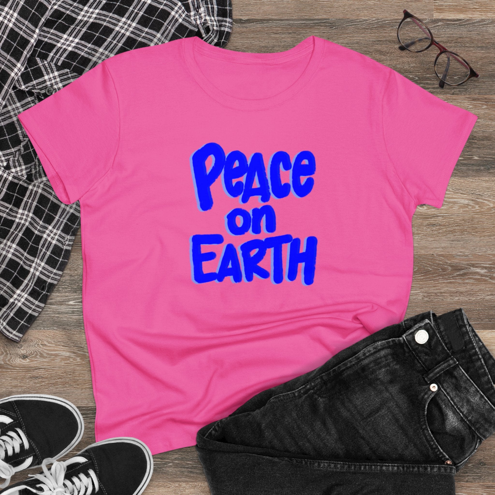 PEACE ON EARTH Women's Midweight Cotton Tee