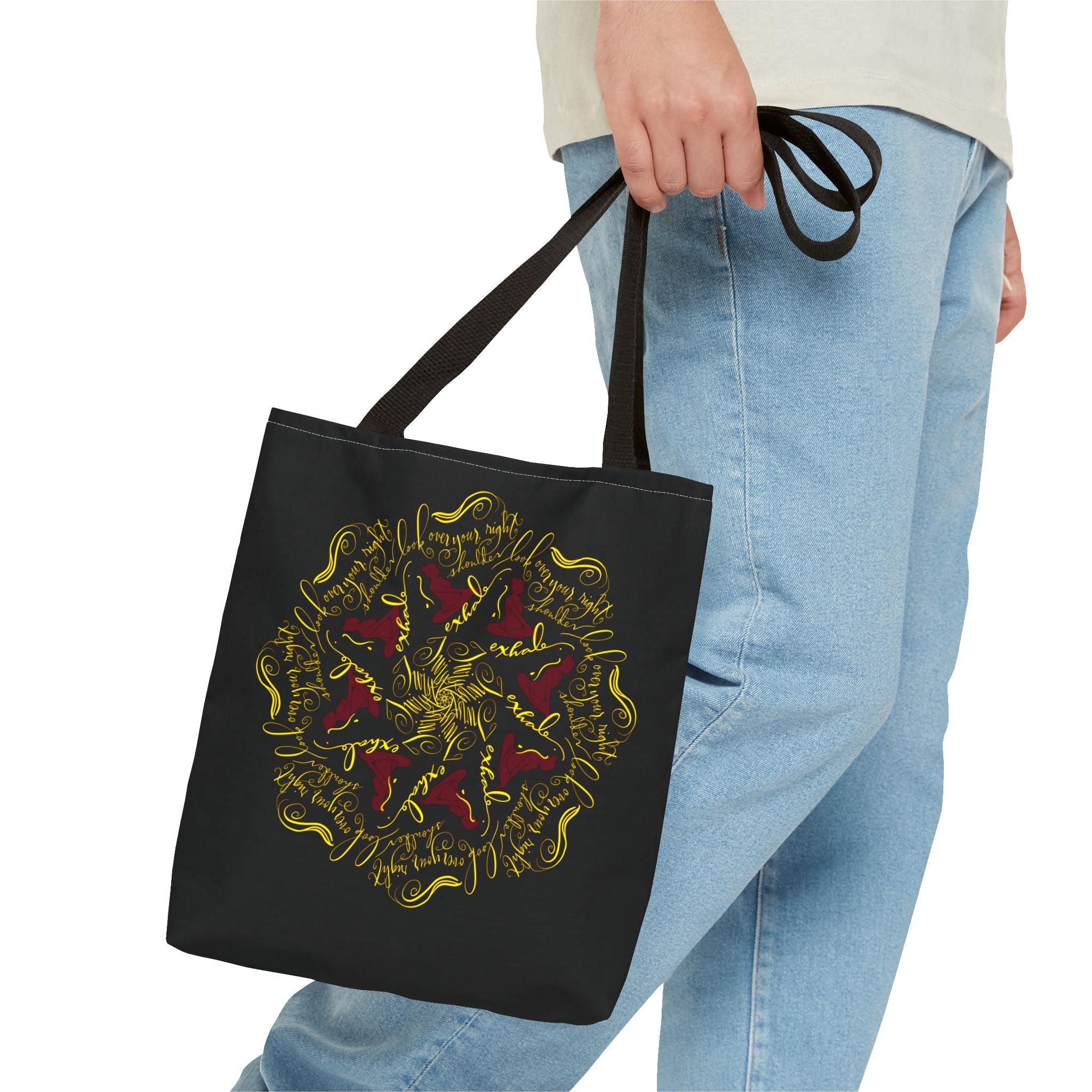Colorful Seated Twist Mandala Tote Bag - Stylish Eco-Friendly Carrier for Everyday Use