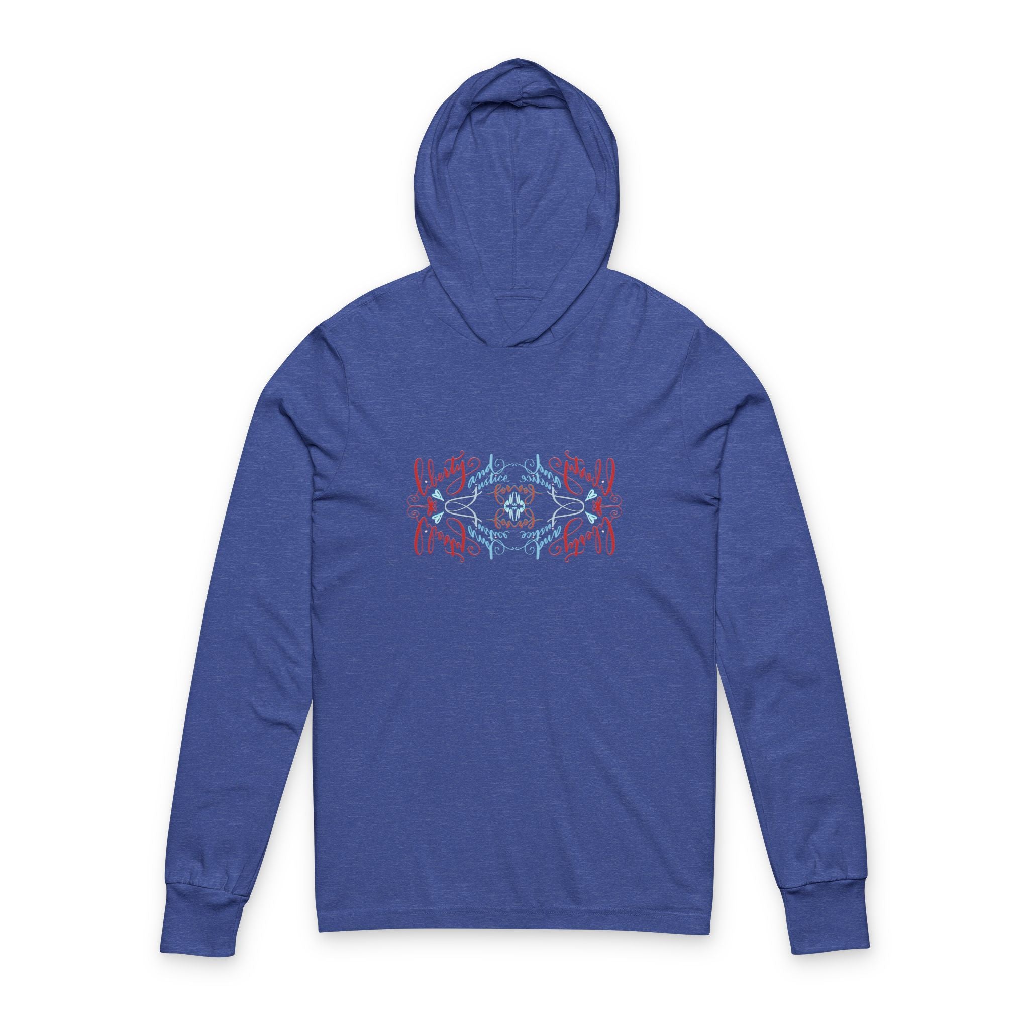 Liberty and Justice summer Hooded Long Sleeve Tee -, Casual Style,, Summer Apparel, Relaxed Fit