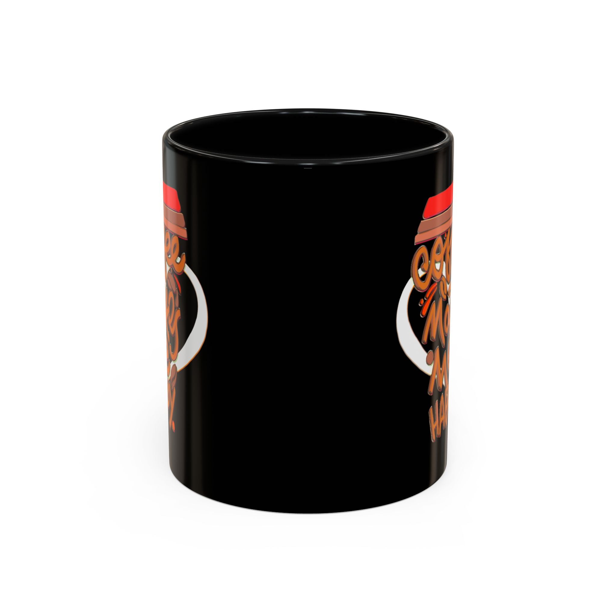 COFFEE MAKES ME HAPPY Hand-Drawn Design Accent Coffee Mug (11oz)