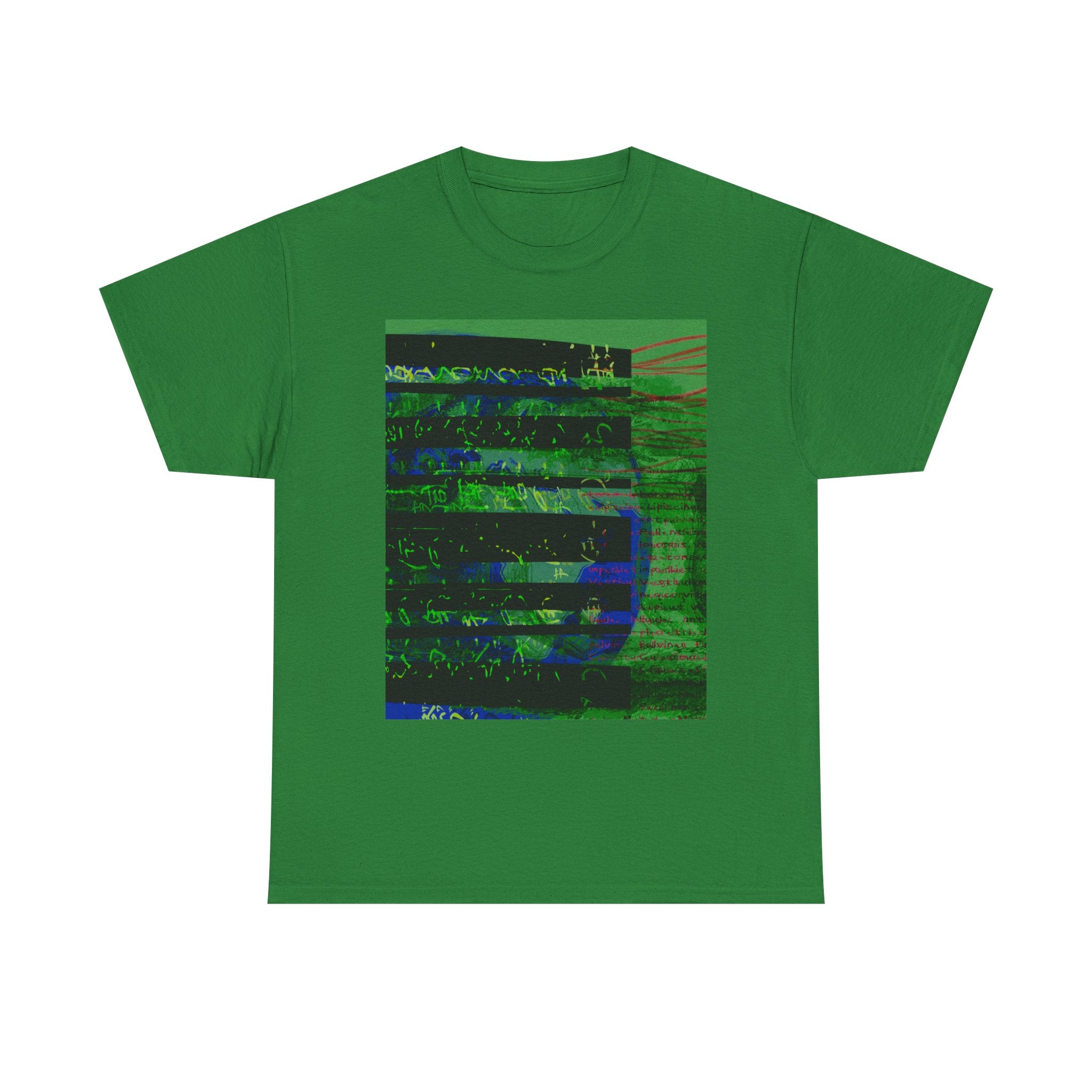 Unisex Heavy Cotton Tee - Abstract Green & Blue Graphic Design