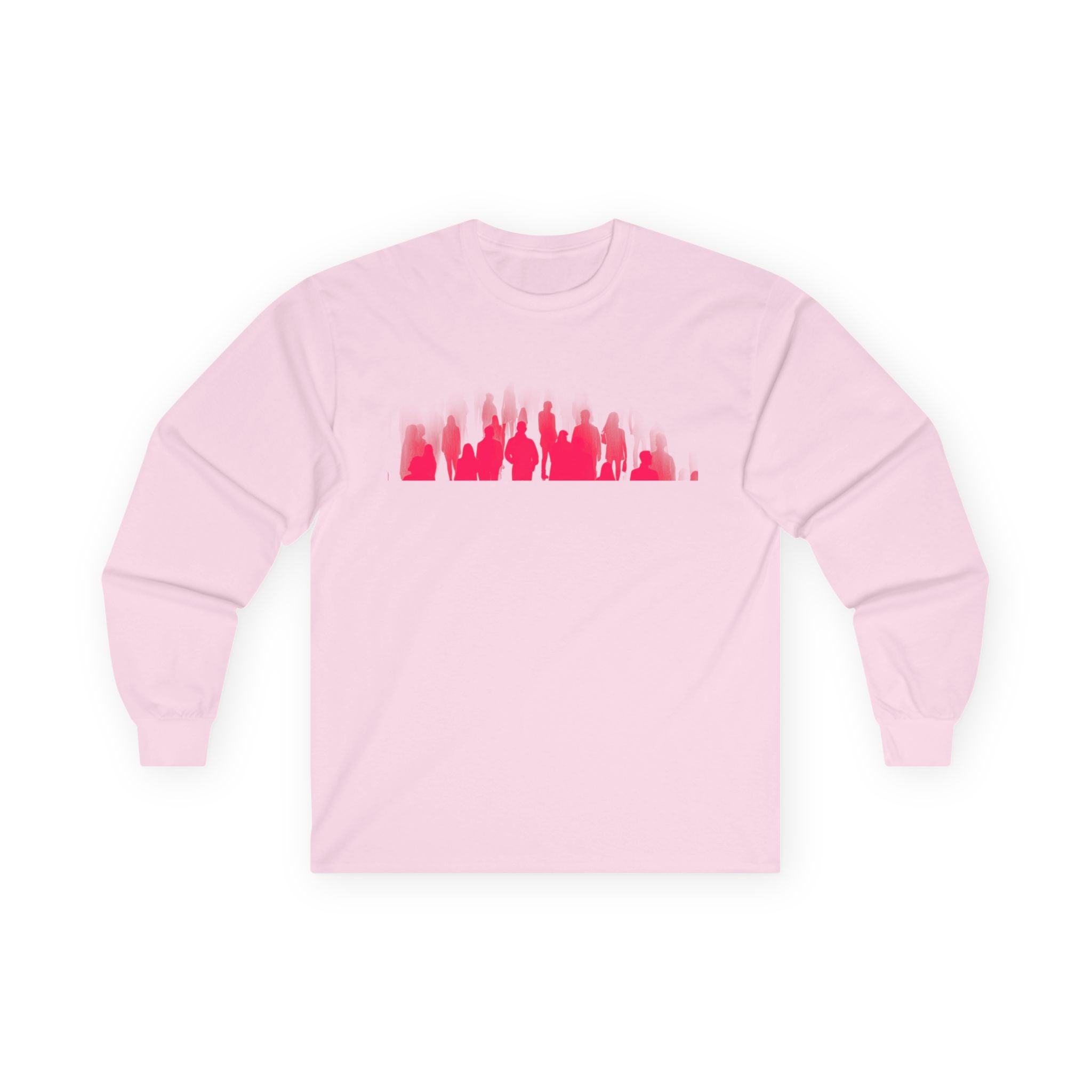 Trendy Unisex Long Sleeve Tee - Pink Silhouette Design