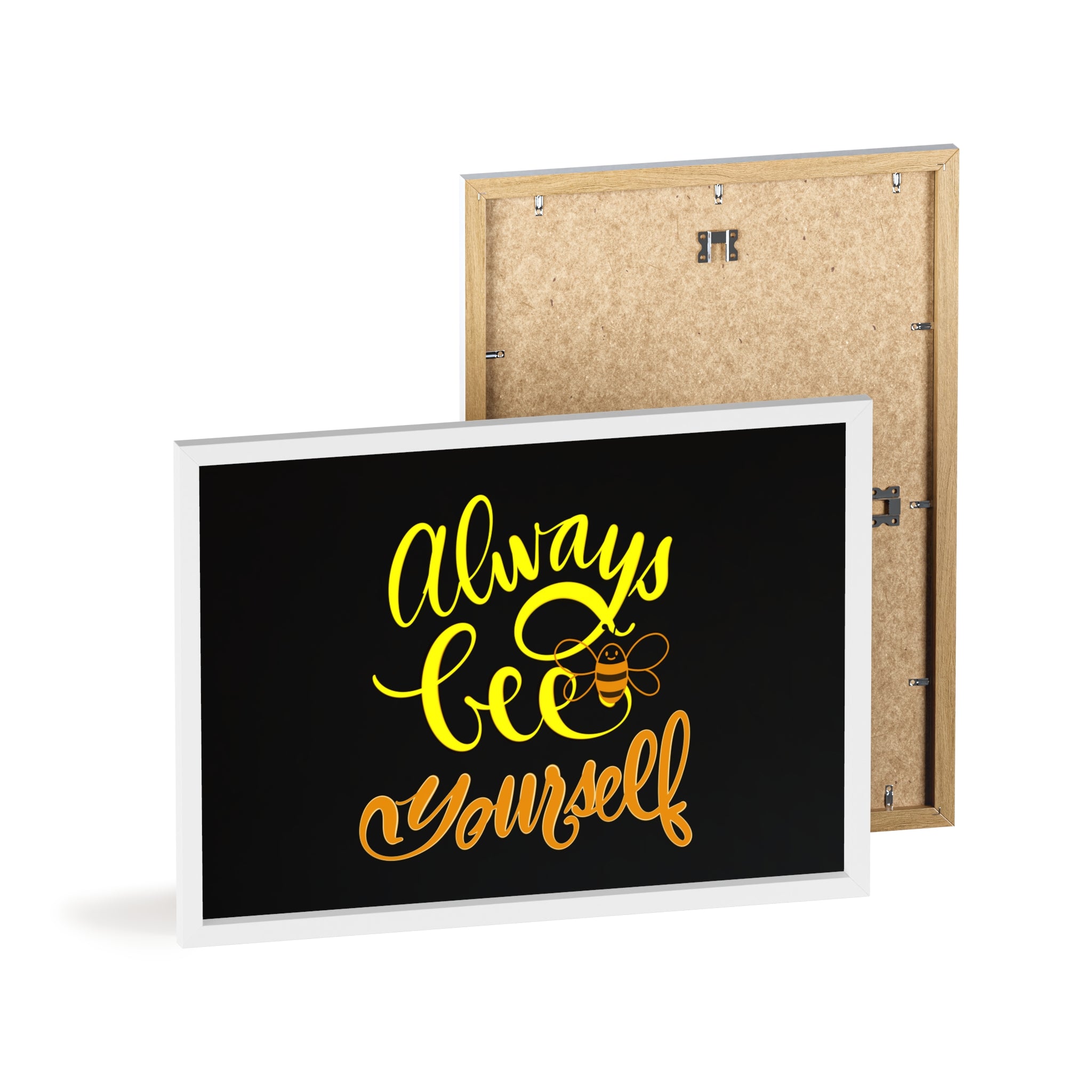 Inspirational Bee Quote Poster with Wooden Frame - "Always Bee Yourself"