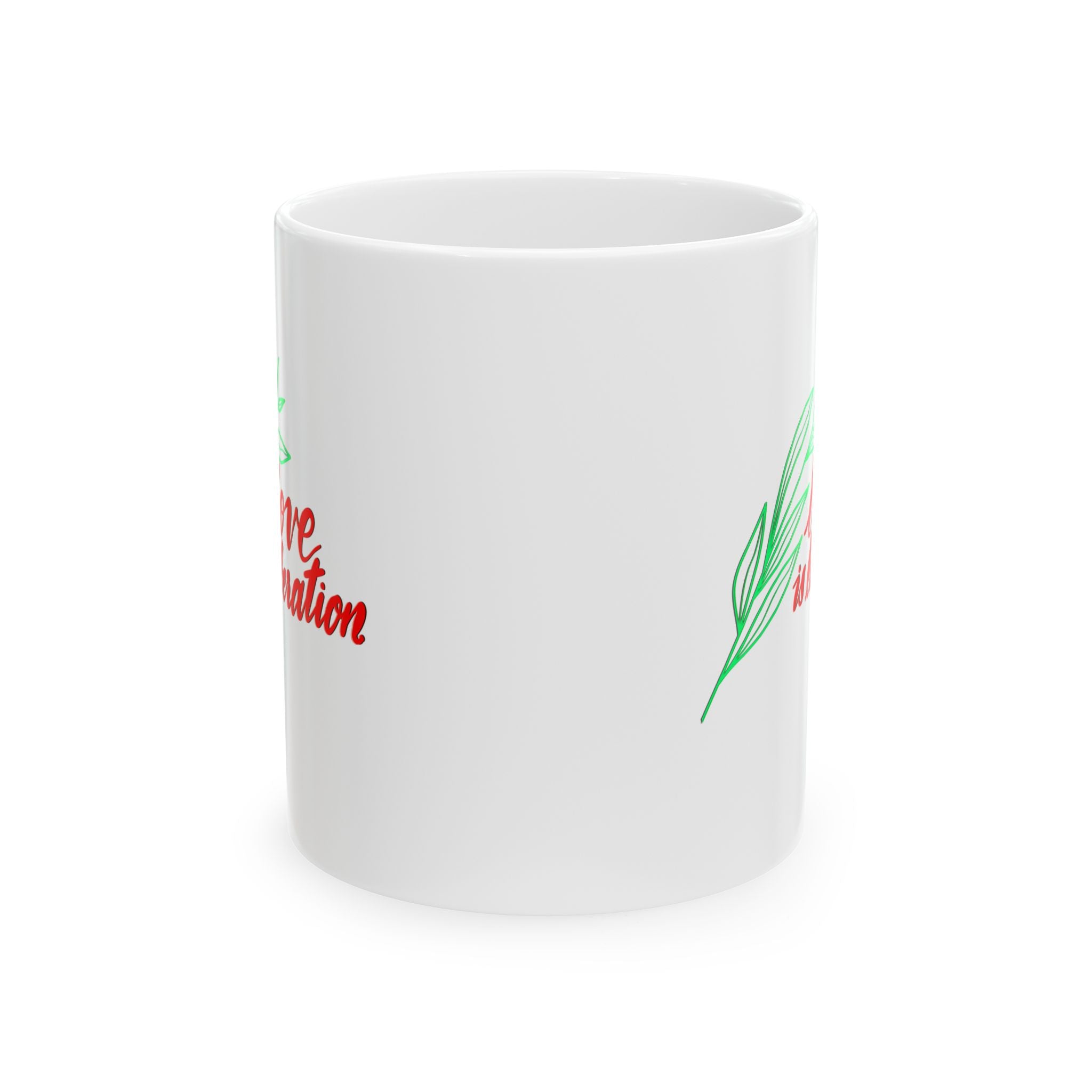 LOVE IS LIBERATION Ceramic Mug, (11oz)