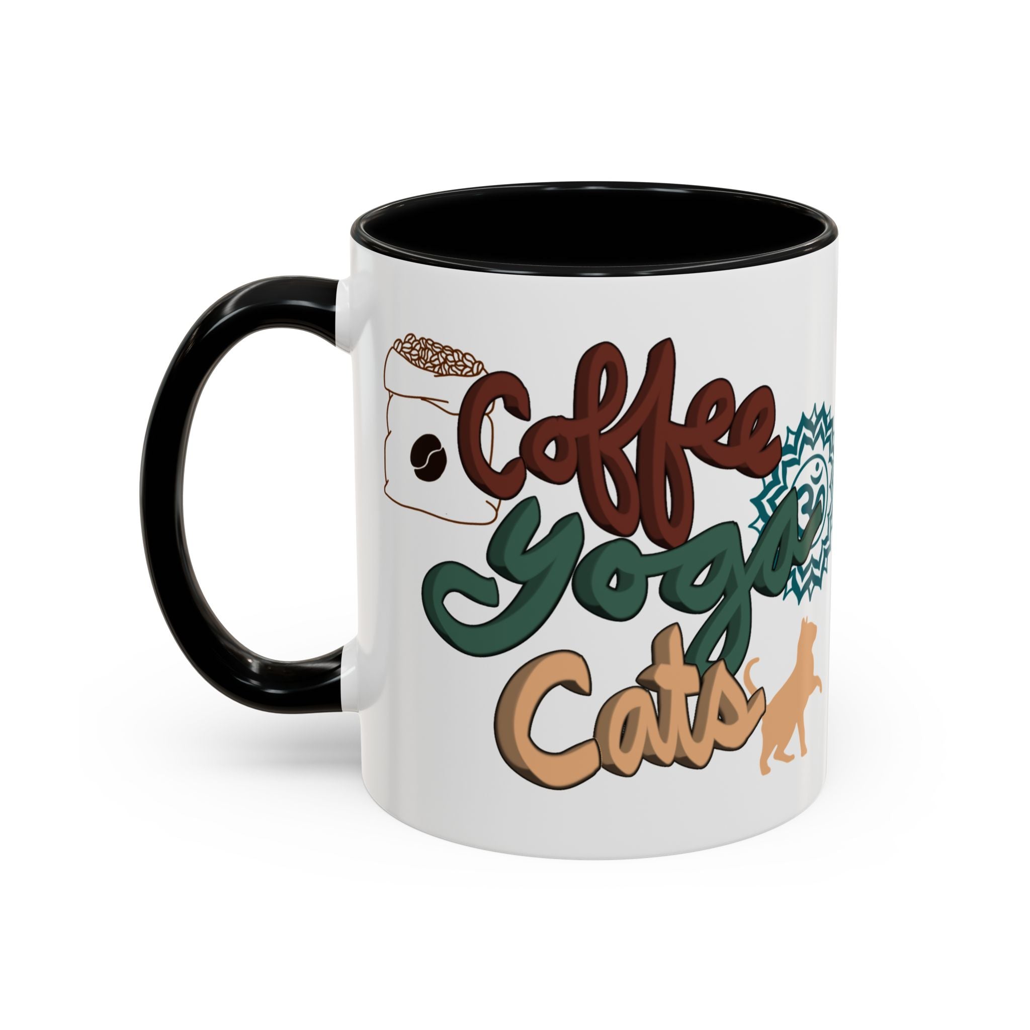 COFFEE YOGA CATS Accent Coffee Mug (11 oz)