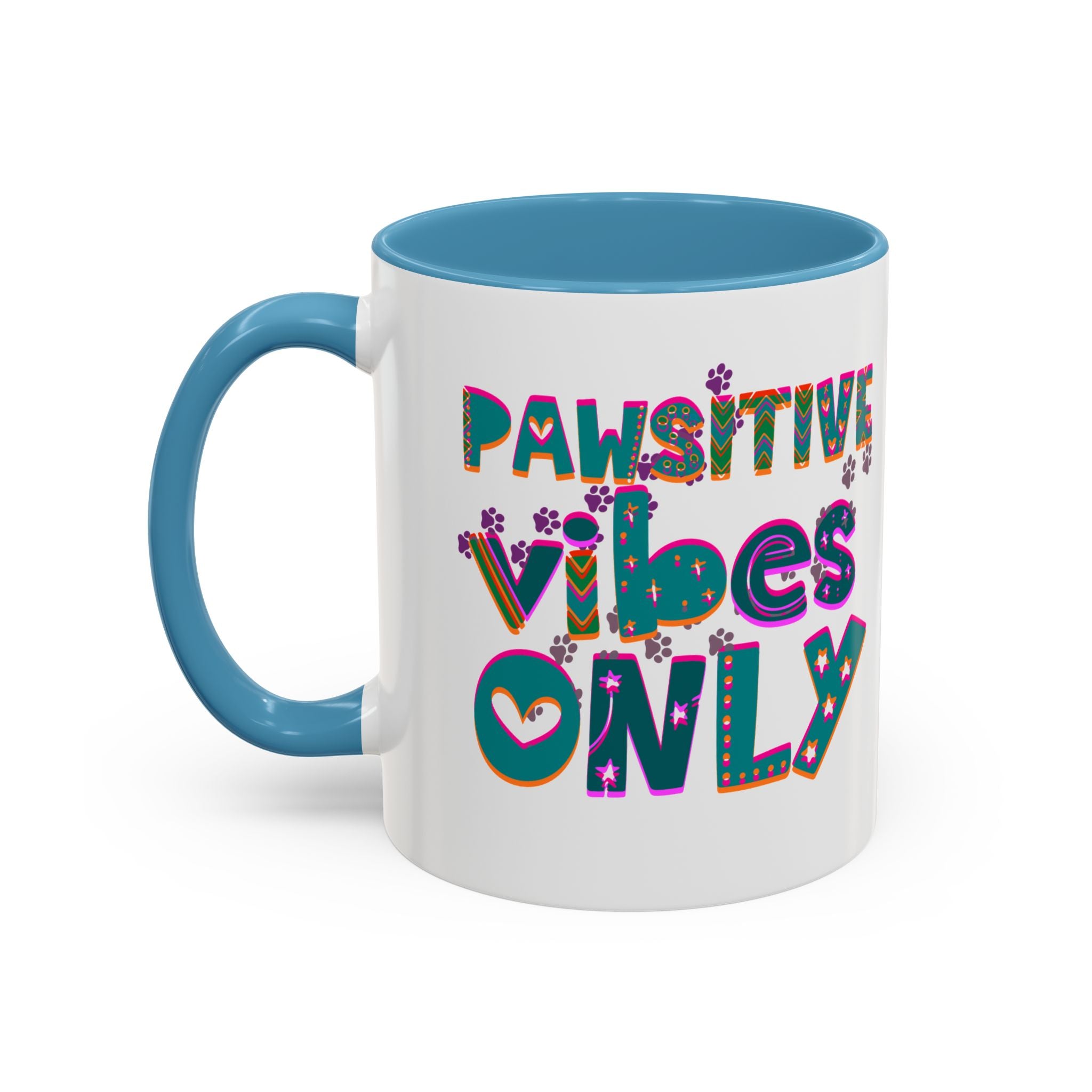 PAWSITIVE VIBES ONLY Accent Coffee Mug (11, 15oz)
