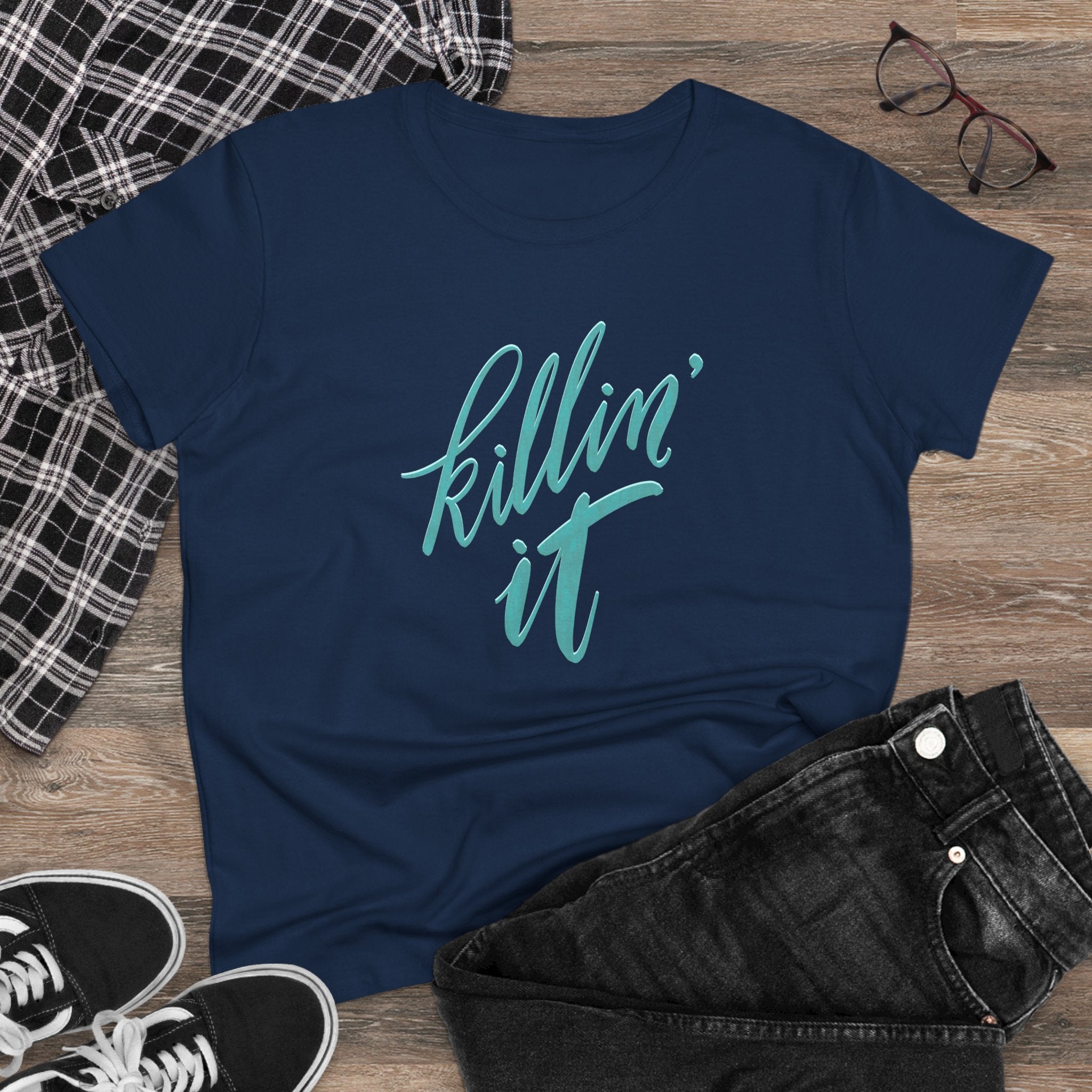 Motivational Women's Cotton Tee - "Killin' It" - Perfect for Casual Outings and Celebrations