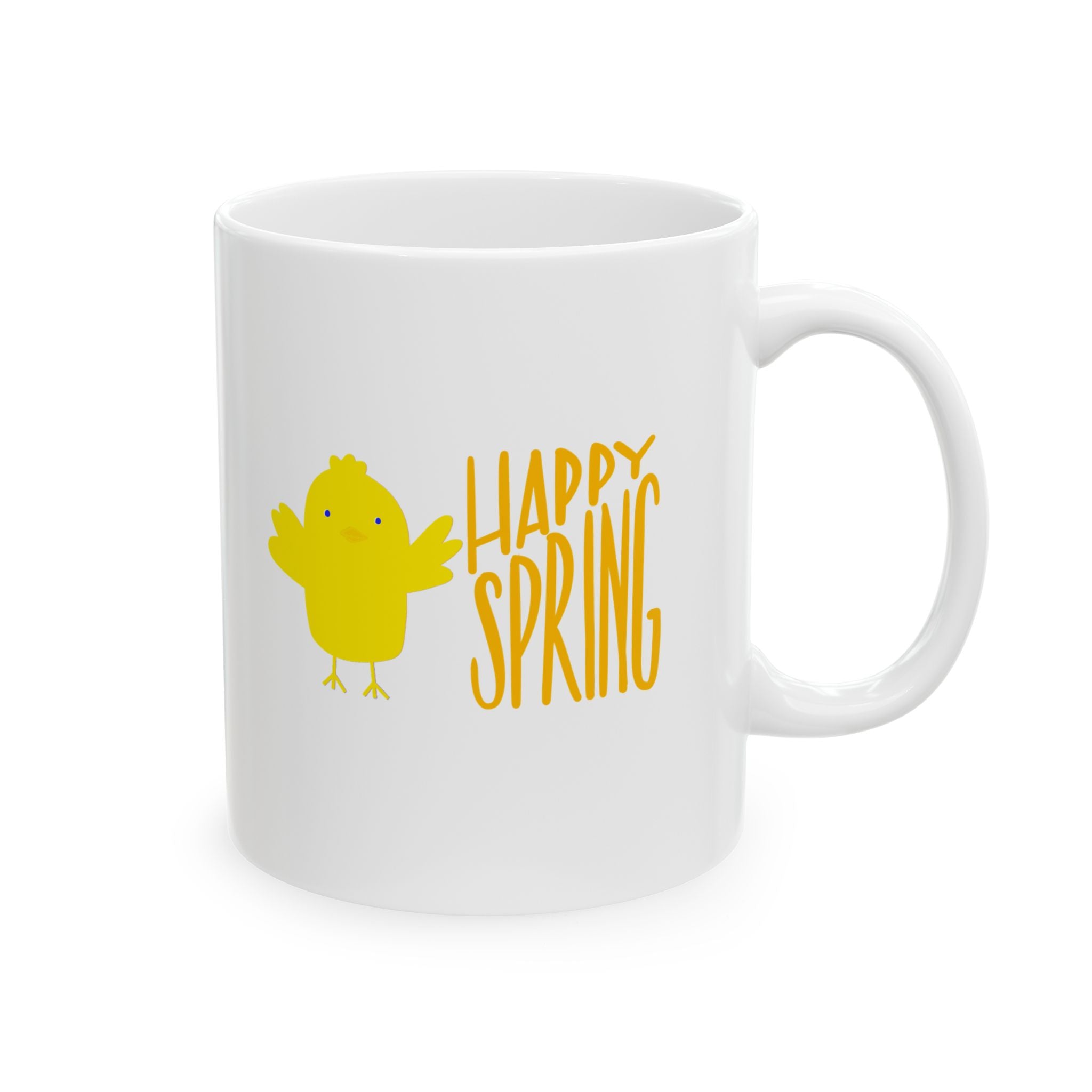 Happy Spring Ceramic Mug - Yellow Chick Design, Perfect for Easter and Spring Celebrations