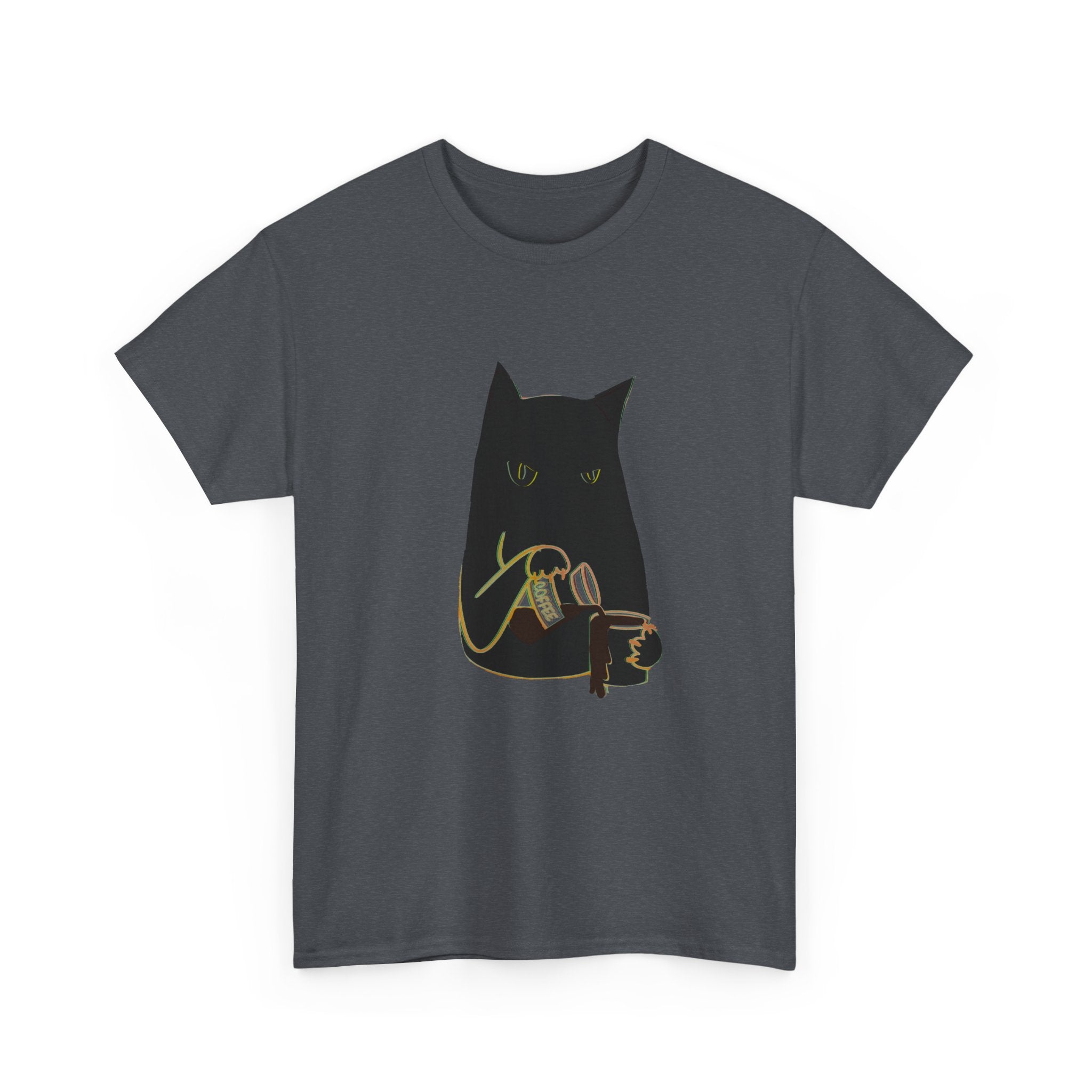 BLACK CAT BLACK COFFEE Unisex Heavy Cotton Tee
