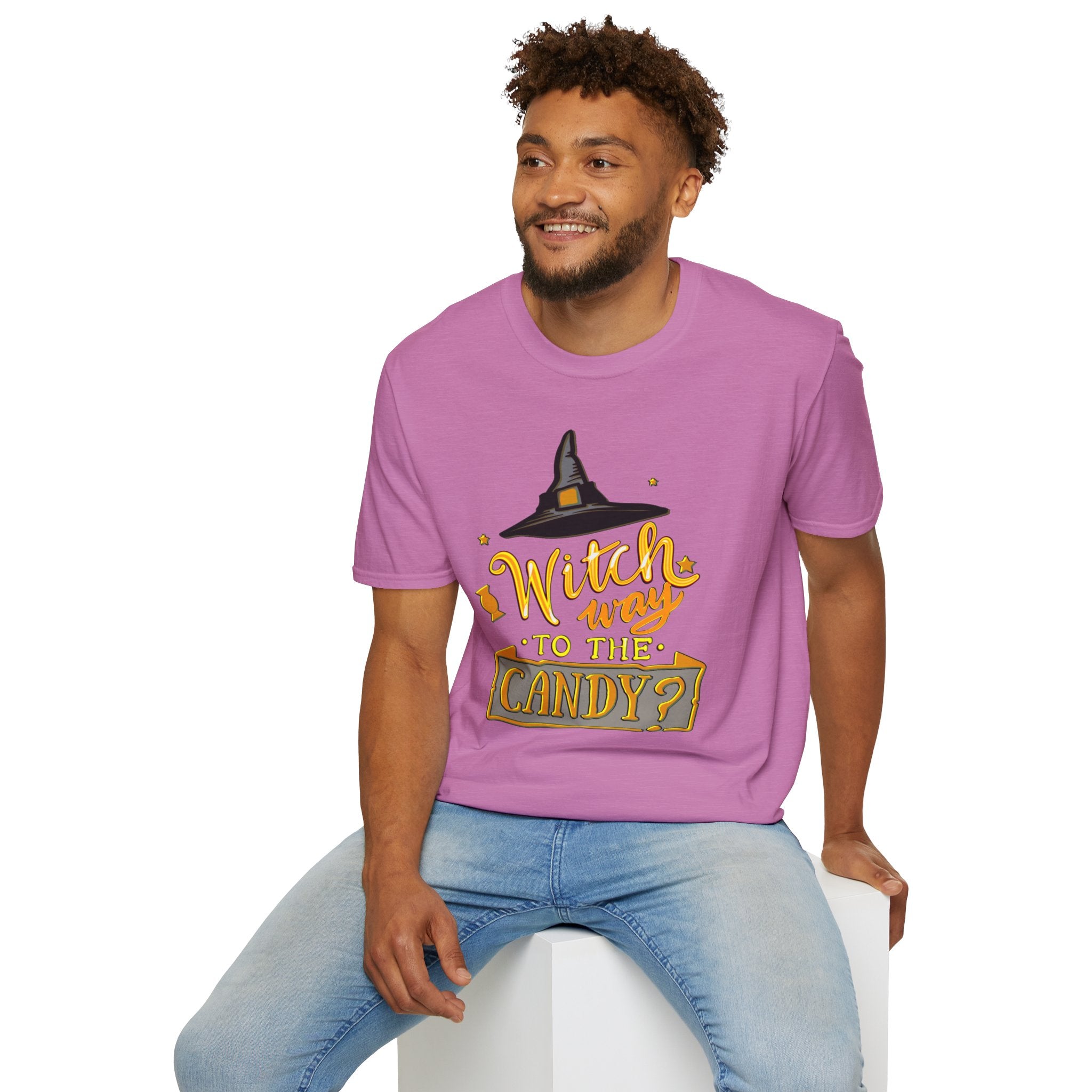 WITCH WAY TO THE CANDY? HALLOWEEN Softstyle T-Shirt