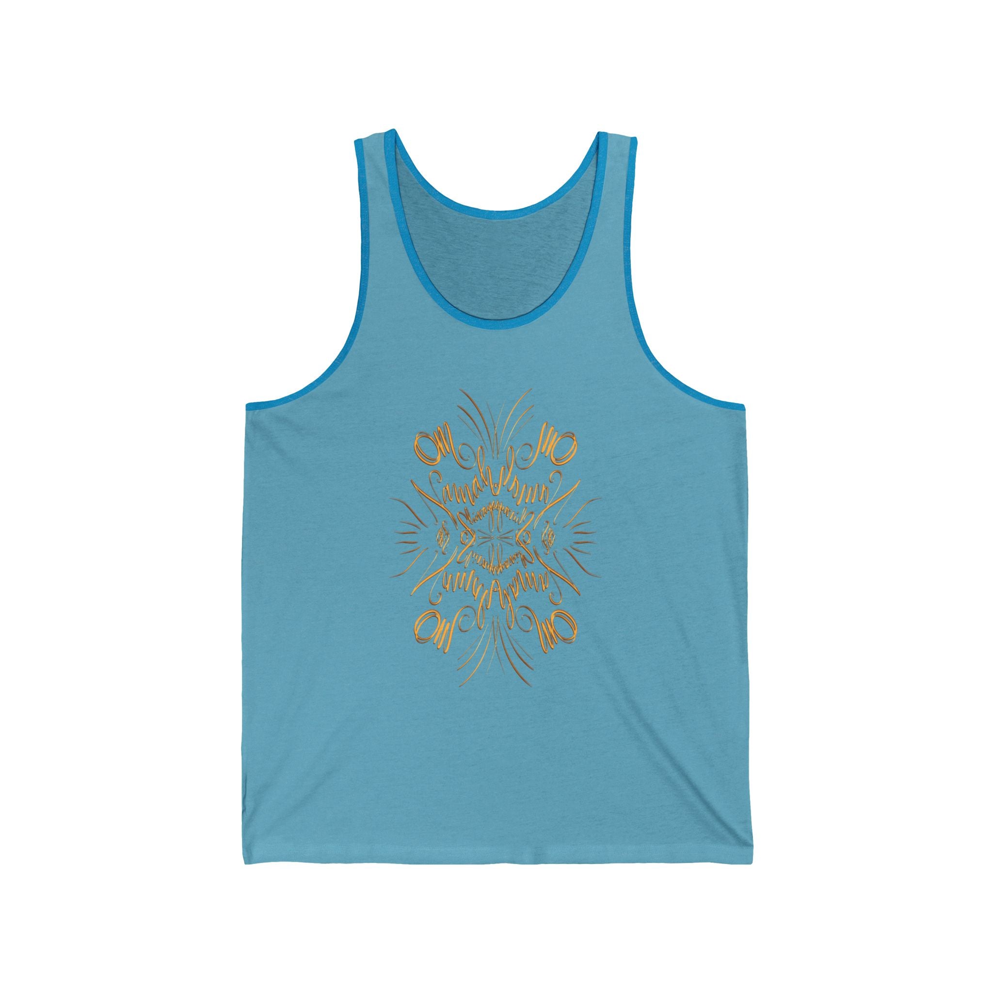 Golden OM Floral Unisex Jersey Tank - Stylish Summer Sleeveless Top