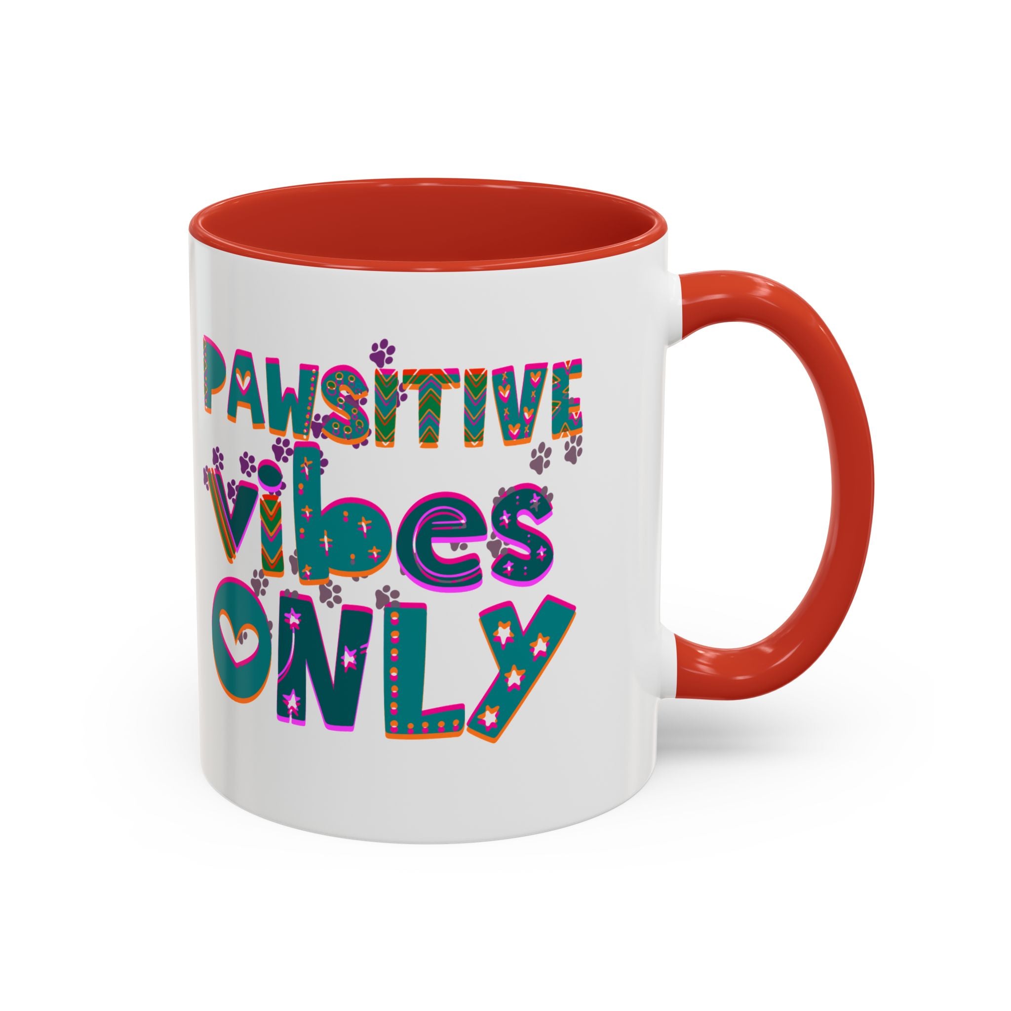 PAWSITIVE VIBES ONLY Accent Coffee Mug (11, 15oz)