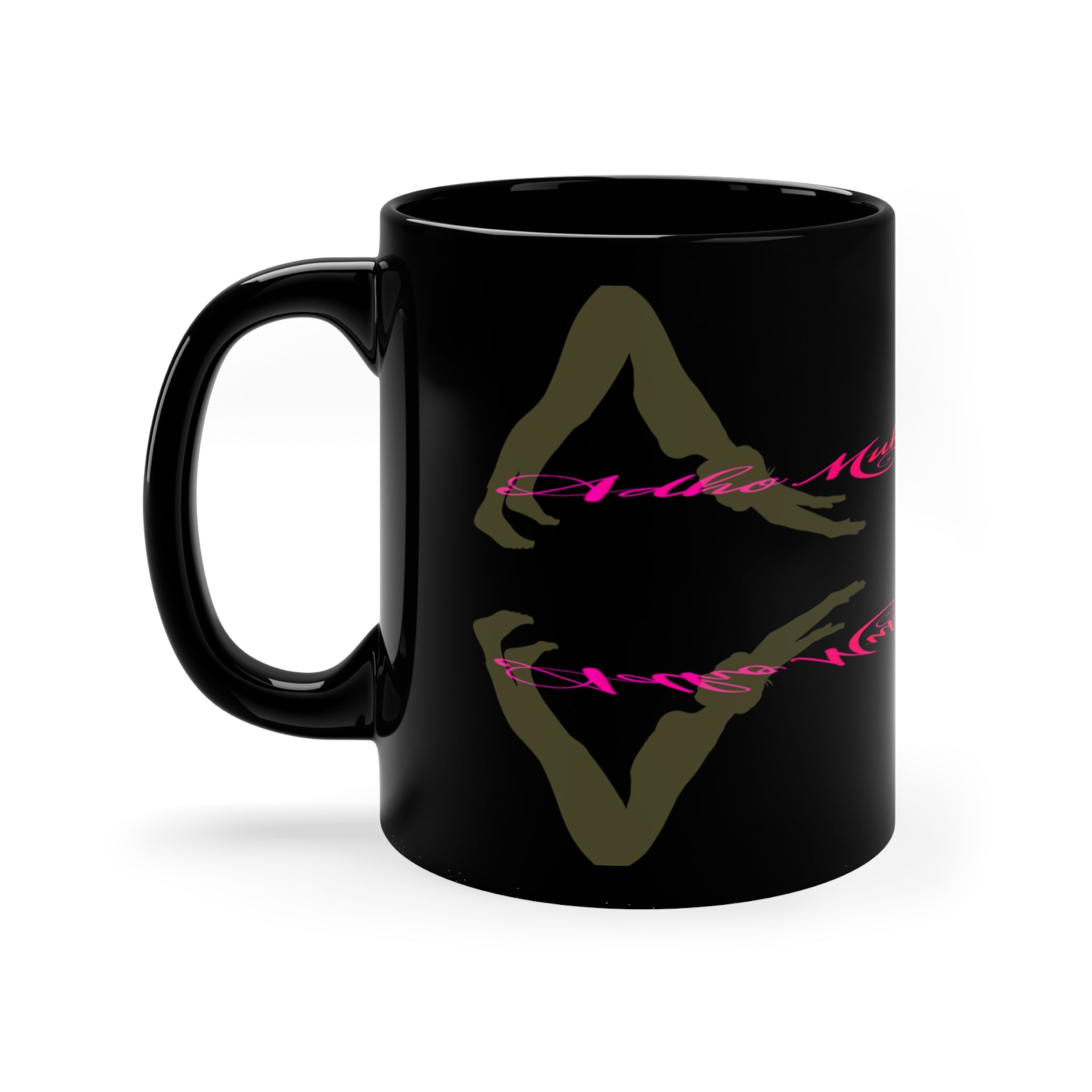 Stylish Black Coffee Mug with Bold Downward Dog Yoga Design - Perfect for Coffee Lovers, Gift for Her, Home Decor, Unique Drinkware, Birthday Gift