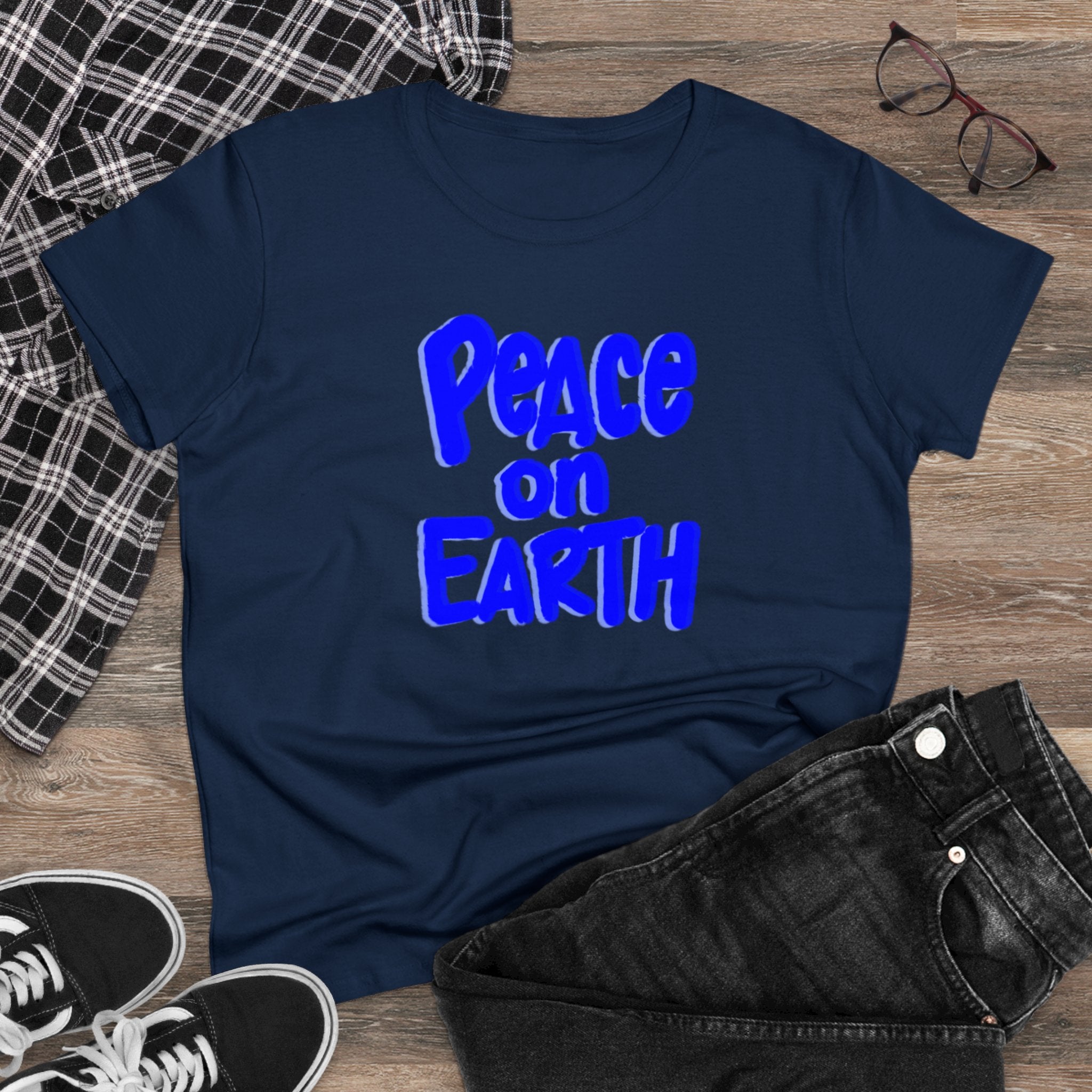 PEACE ON EARTH Women's Midweight Cotton Tee