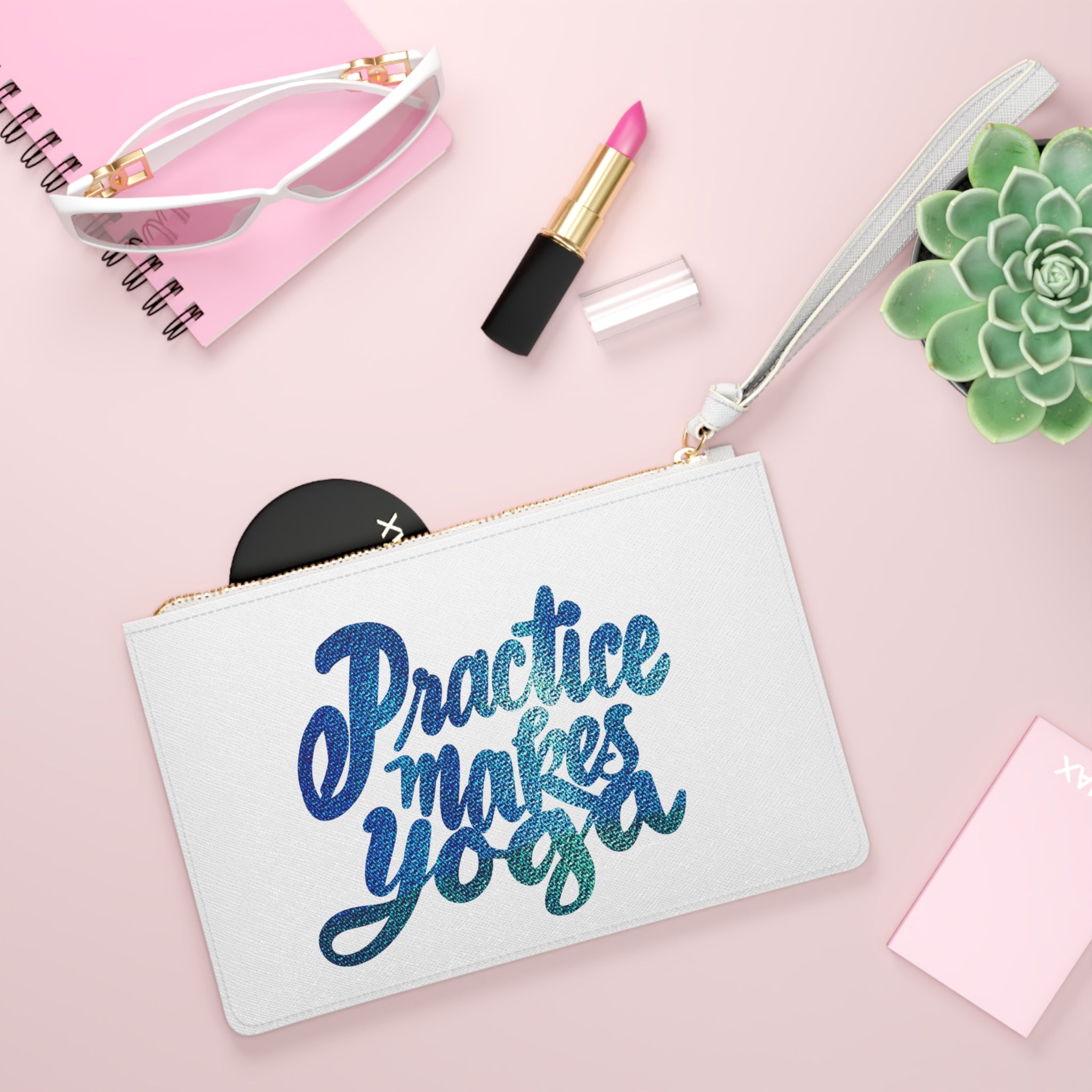 PRACTICE MAKES YOGA Clutch Bag