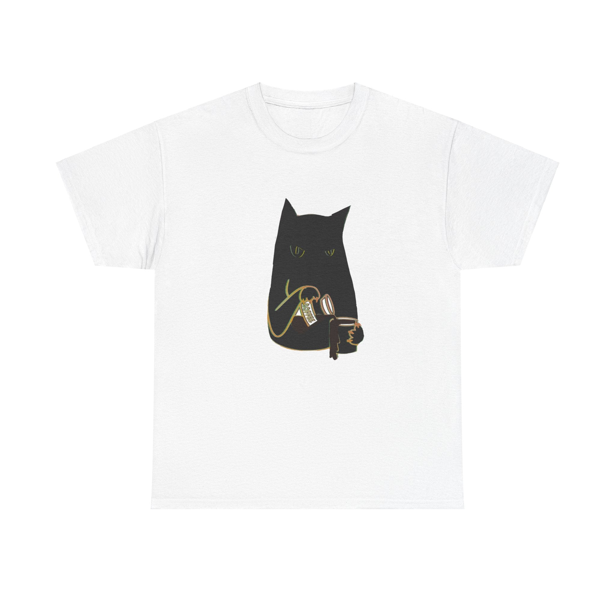 BLACK CAT BLACK COFFEE Unisex Heavy Cotton Tee