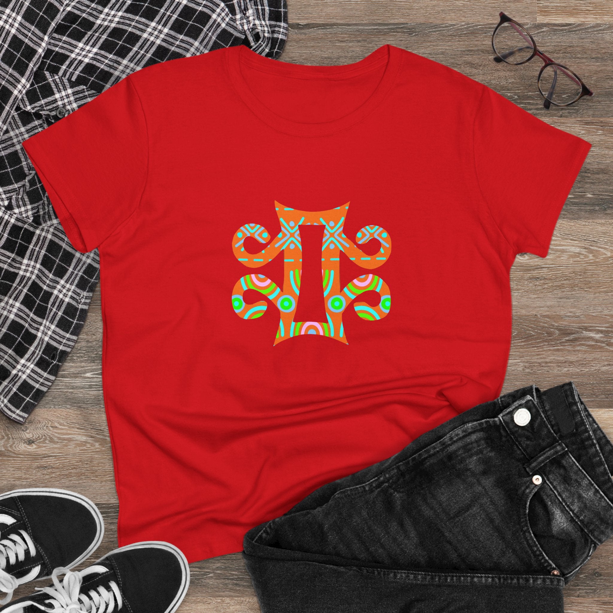 Women's Tee with Adinkra Symbol Design