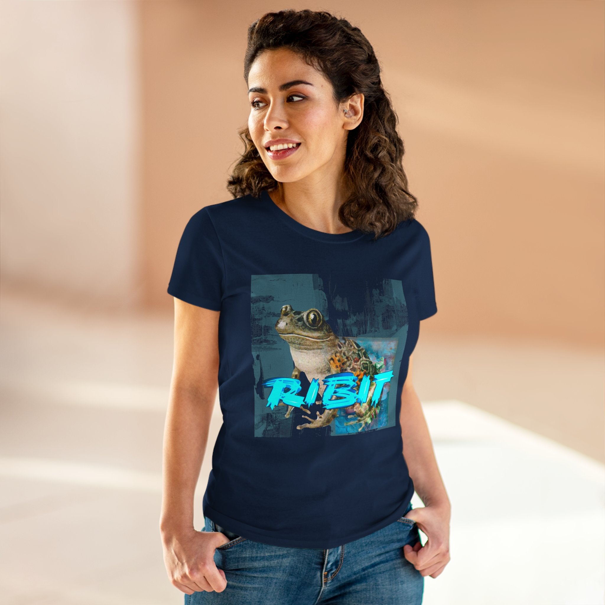 RIBIT Frog Graphic Tee – Fun Women’s Midweight Cotton Shirt