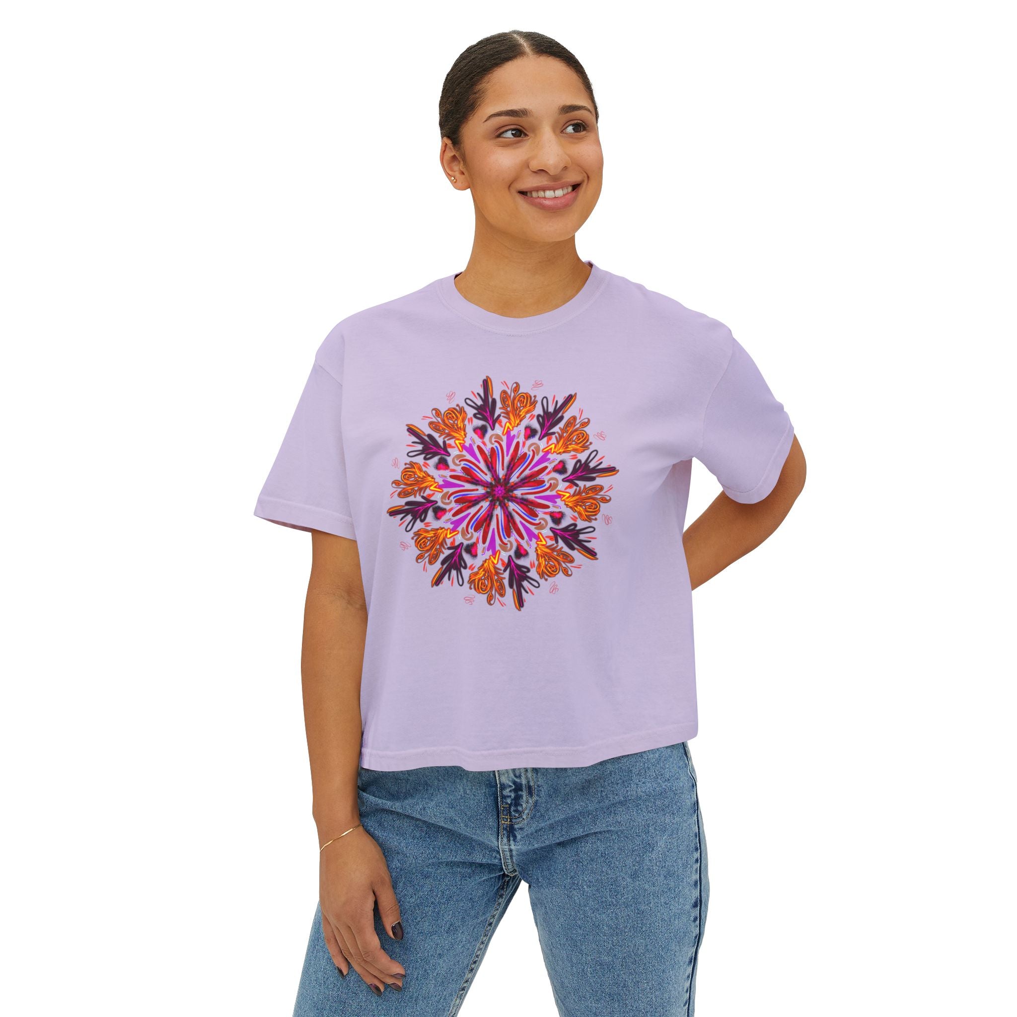 Floral Boxy Tee for Women - Bohemian Style T-Shirt