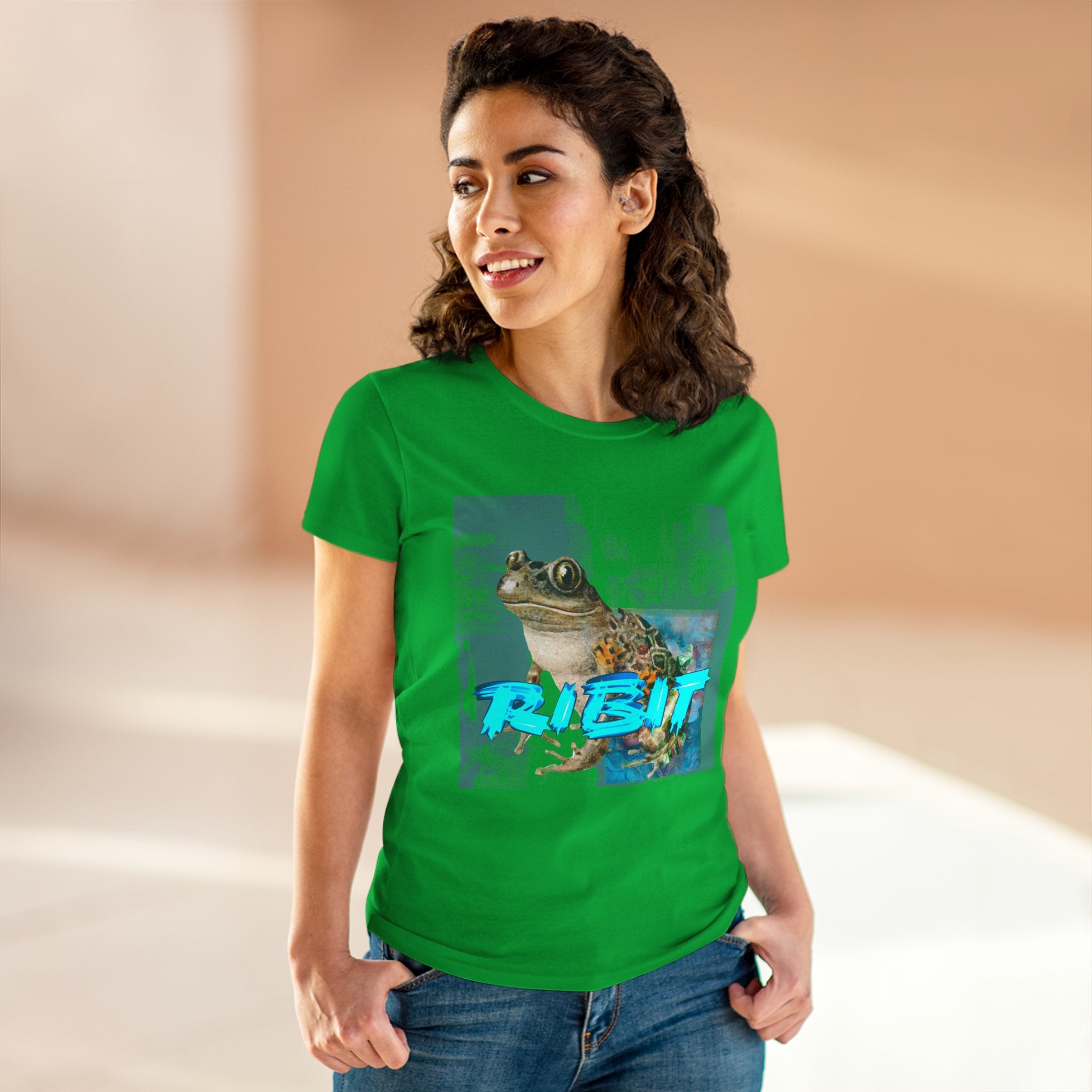 RIBIT Frog Graphic Tee – Fun Women’s Midweight Cotton Shirt