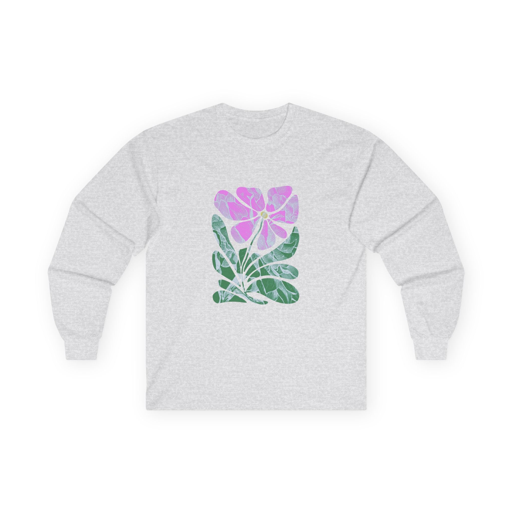Floral Watercolor Long Sleeve Tee — Pink Bloom Graphic