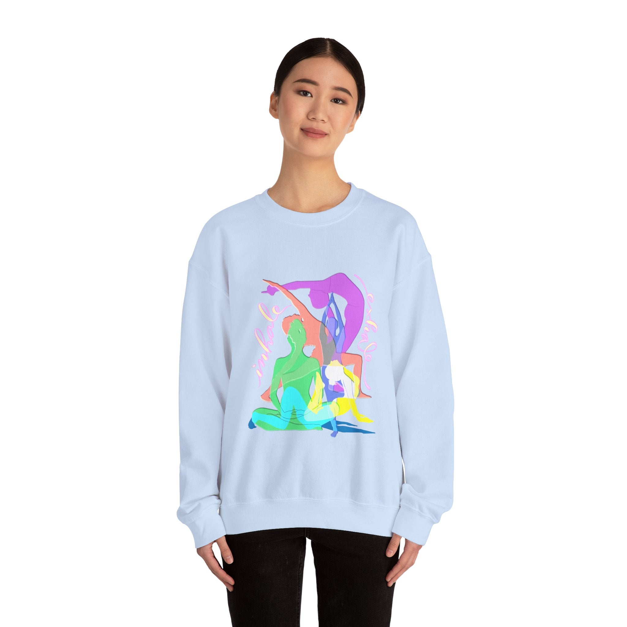 Inhale Exhale Yoga Sweatshirt - Unisex Heavy Blend™ Crewneck for Mindfulness and Relaxation