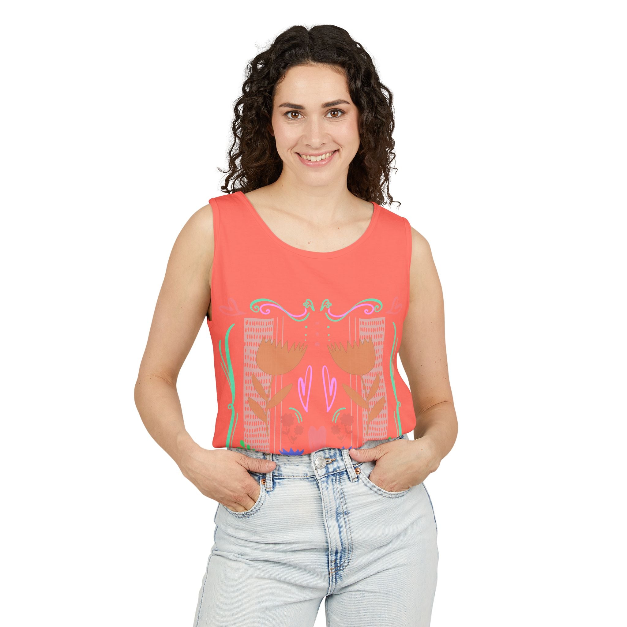 Boho Floral Unisex Tank Top - Perfect for Summer Outings & Festivals