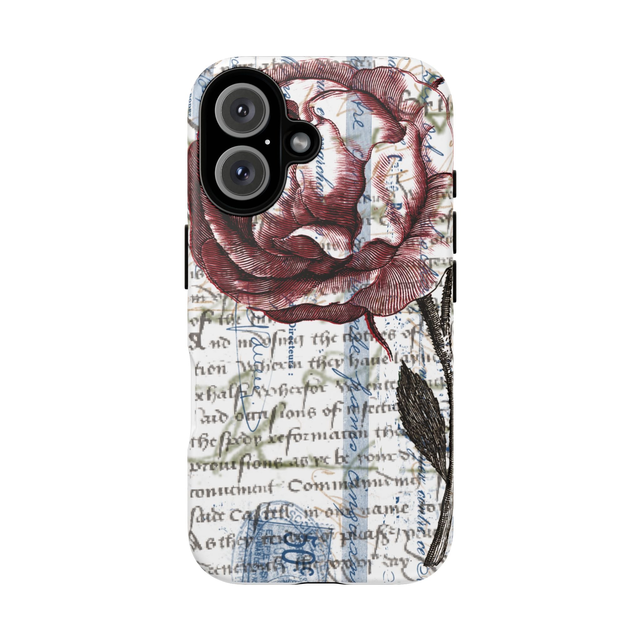 Artistic Floral Phone Case - Tough Cases with Vintage Rose Design