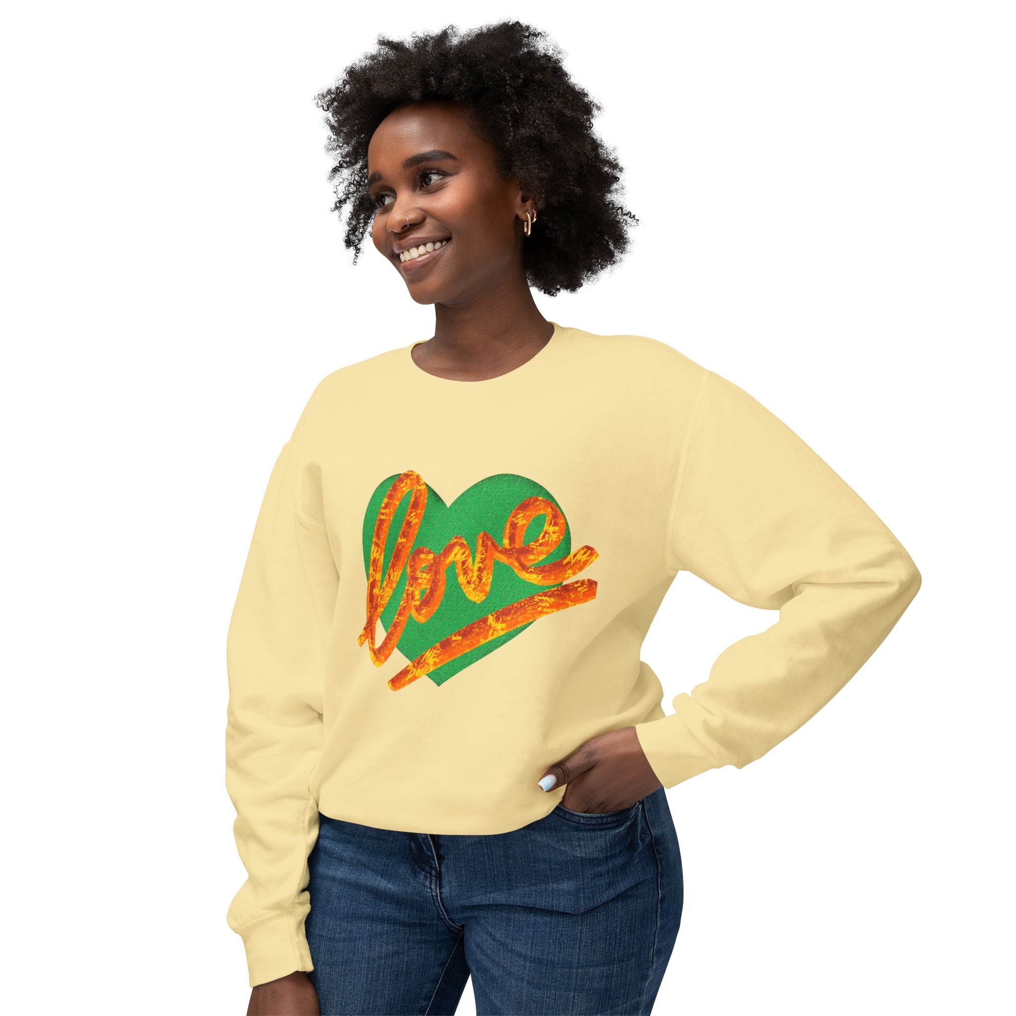 Lightweight Crewneck Sweatshirt - Vibrant Love Design for All Occasions