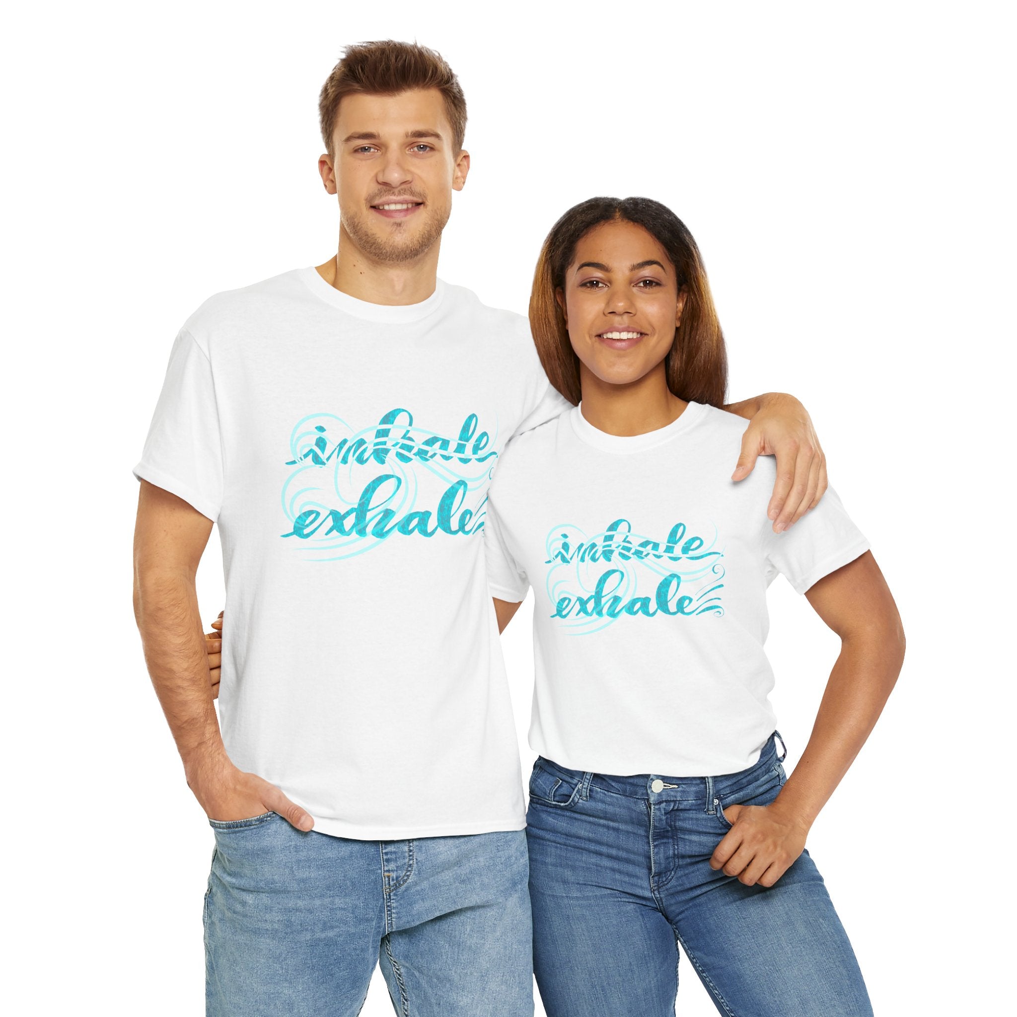 Heavy Cotton Tee - "Inhale Exhale" Relaxation Graphic Tee