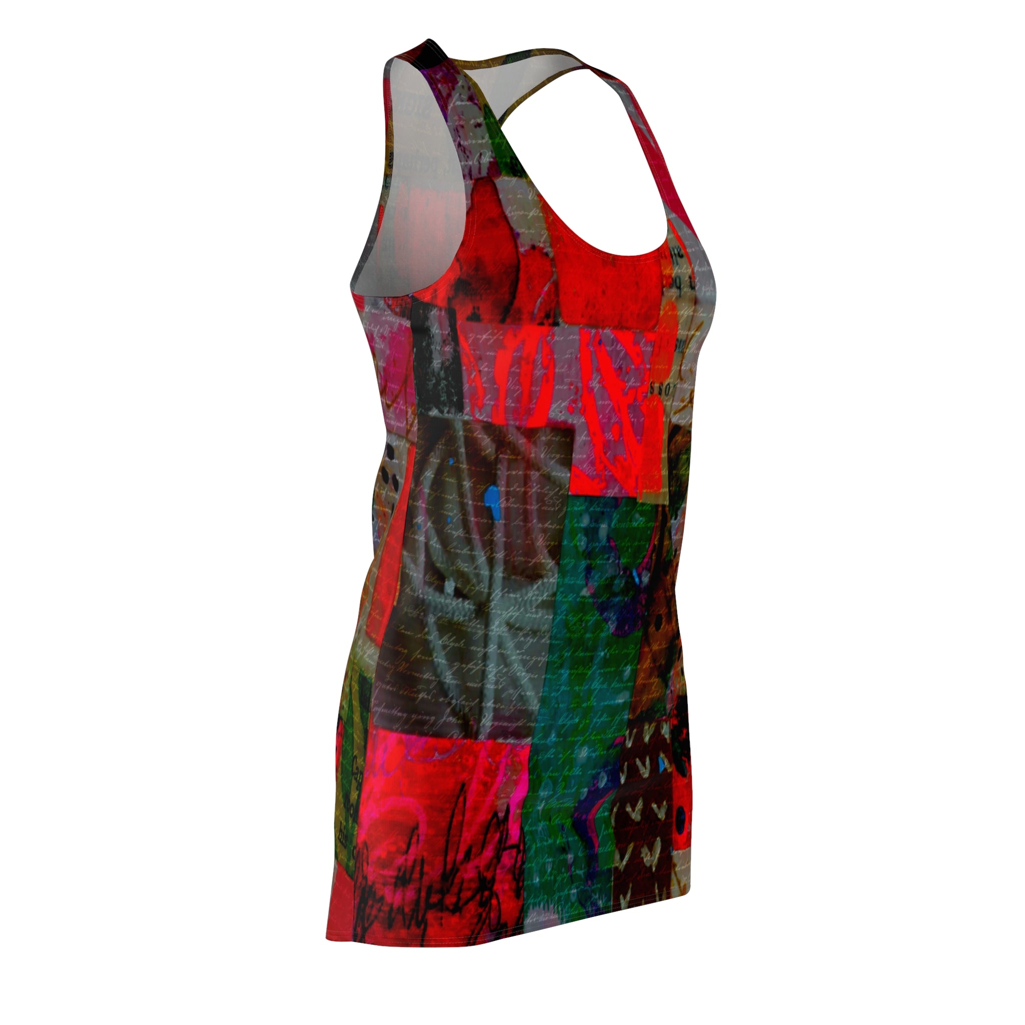Stylish Women's Cut & Sew Racerback Dress - Black and Red