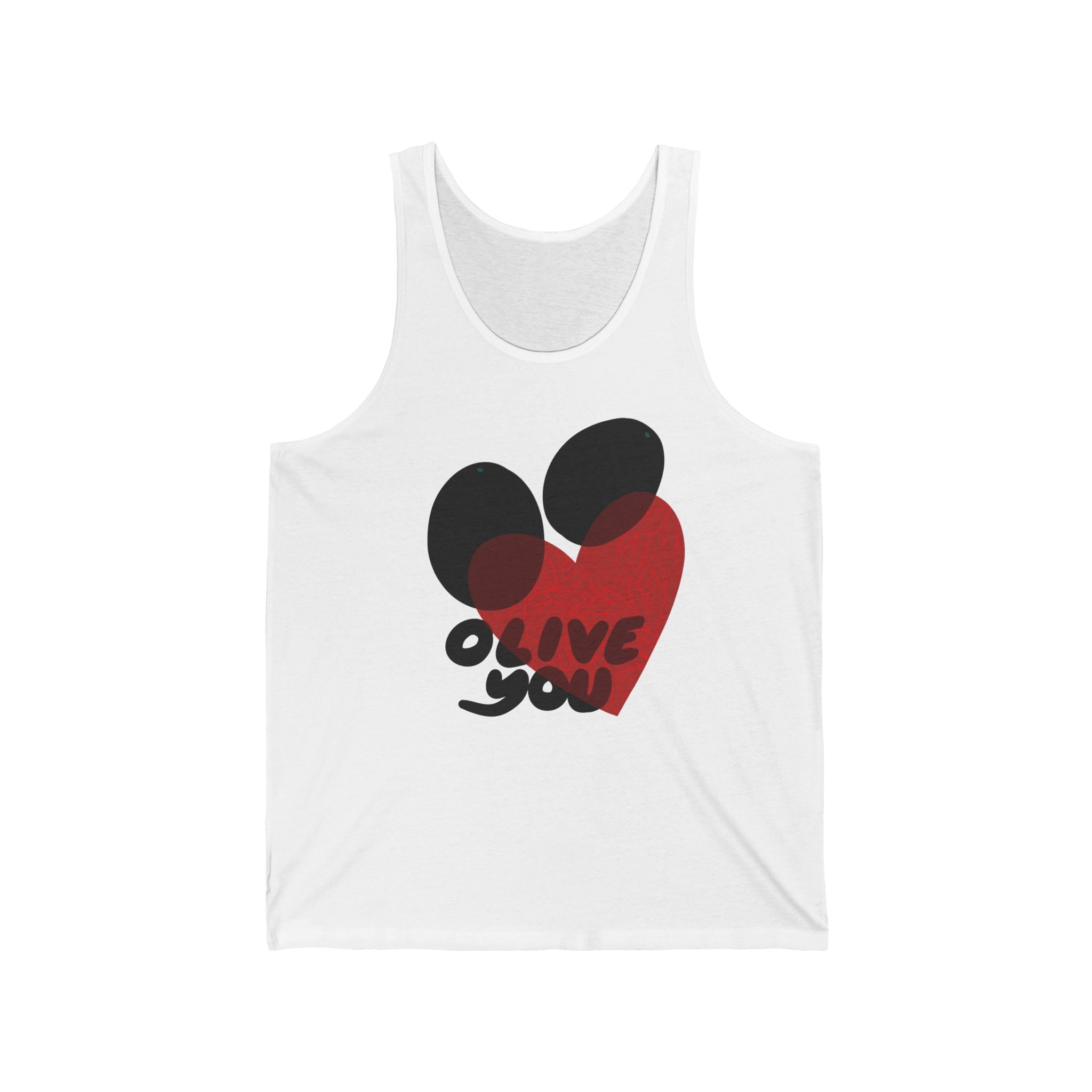 Olive You Unisex Jersey Tank - Cute Graphic Top for Casual Wear