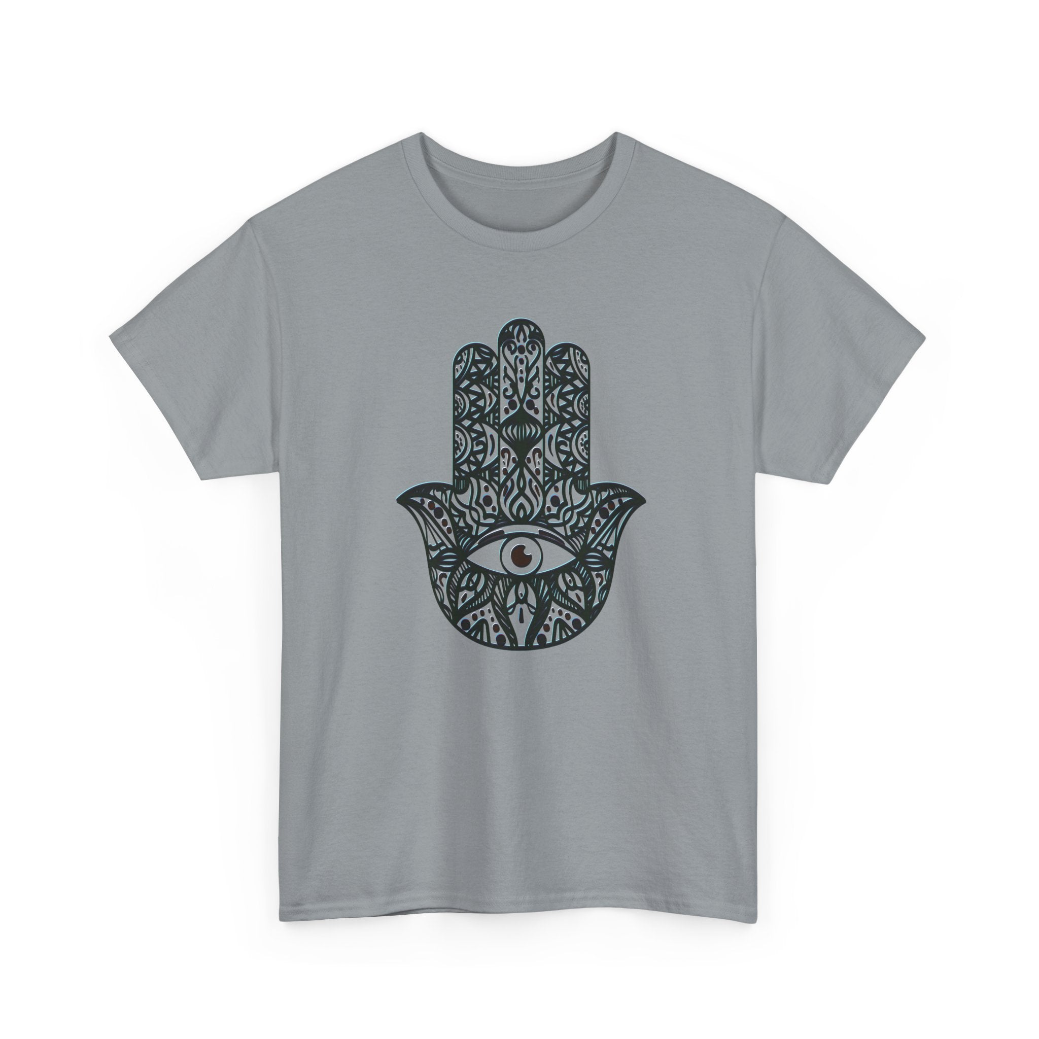 Mystical Hamsa Unisex Heavy Cotton Tee - Bohemian Eye Design