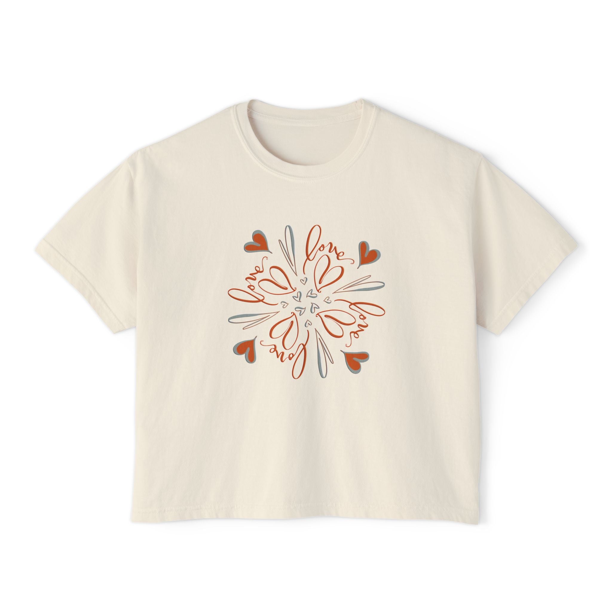 Women's Boxy Tee - 'Love' Heart Design for Casual Comfort