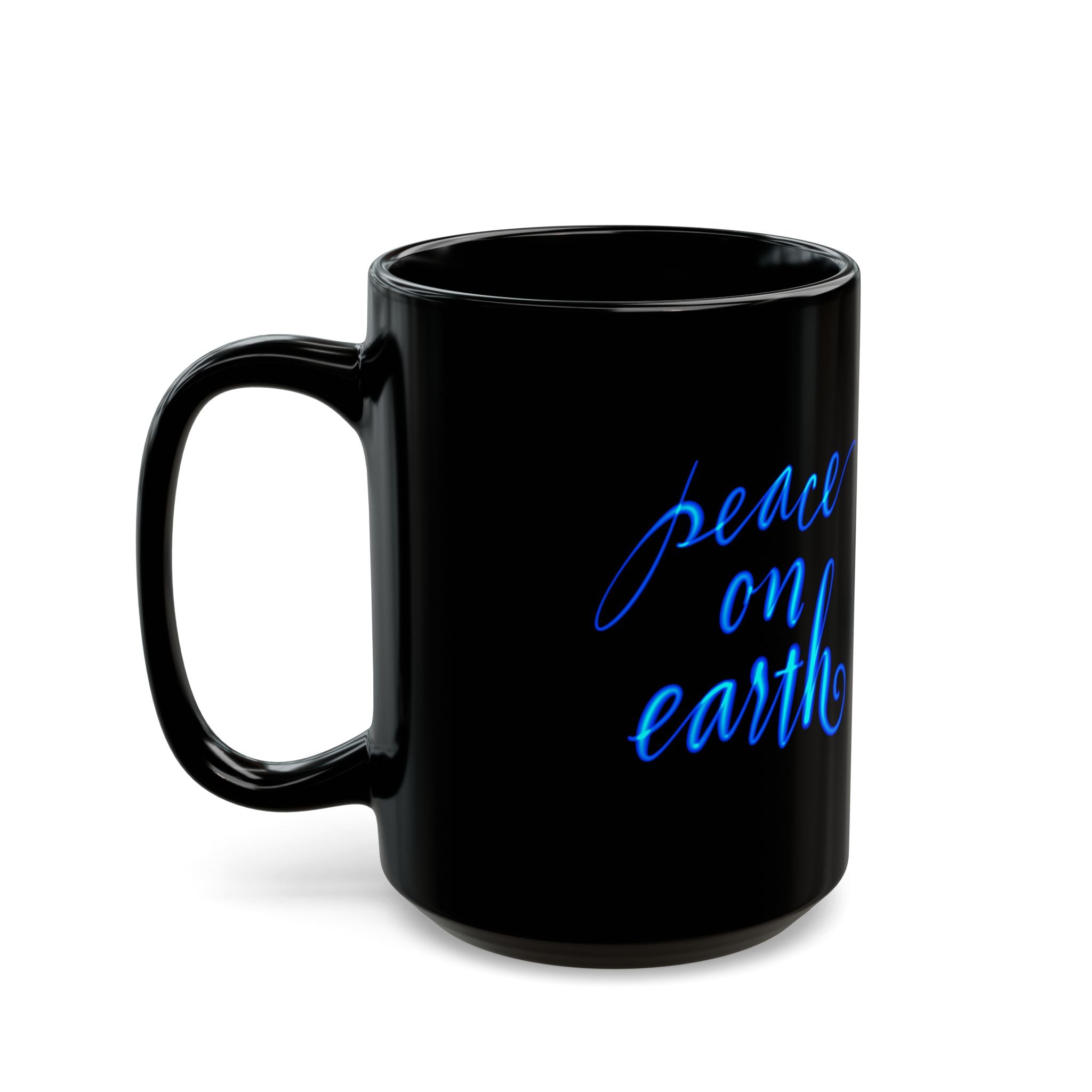 PEACE ON EARTH LARGE Black Mug (15oz)