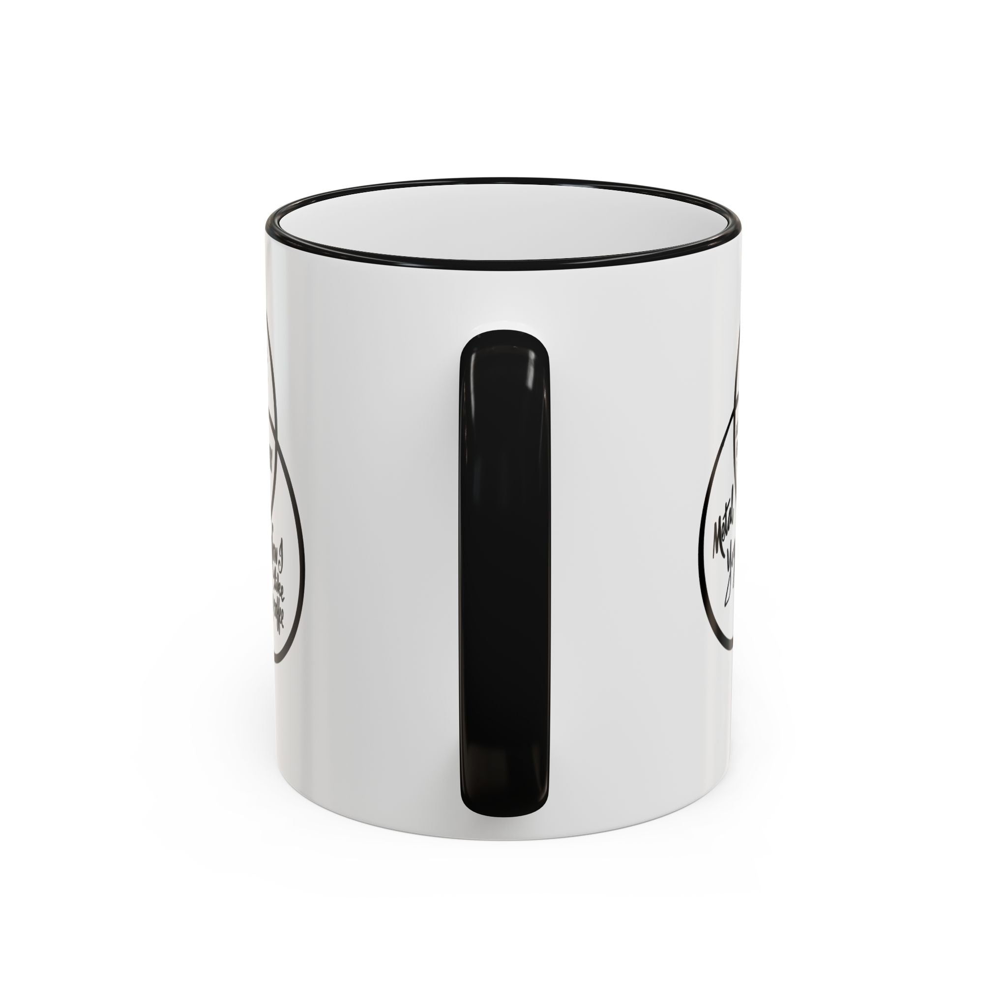 Metal Yoga Venn Diagram Mug — Funny Coffee Lover Accent Rim & Handle Mug (11oz/15oz)