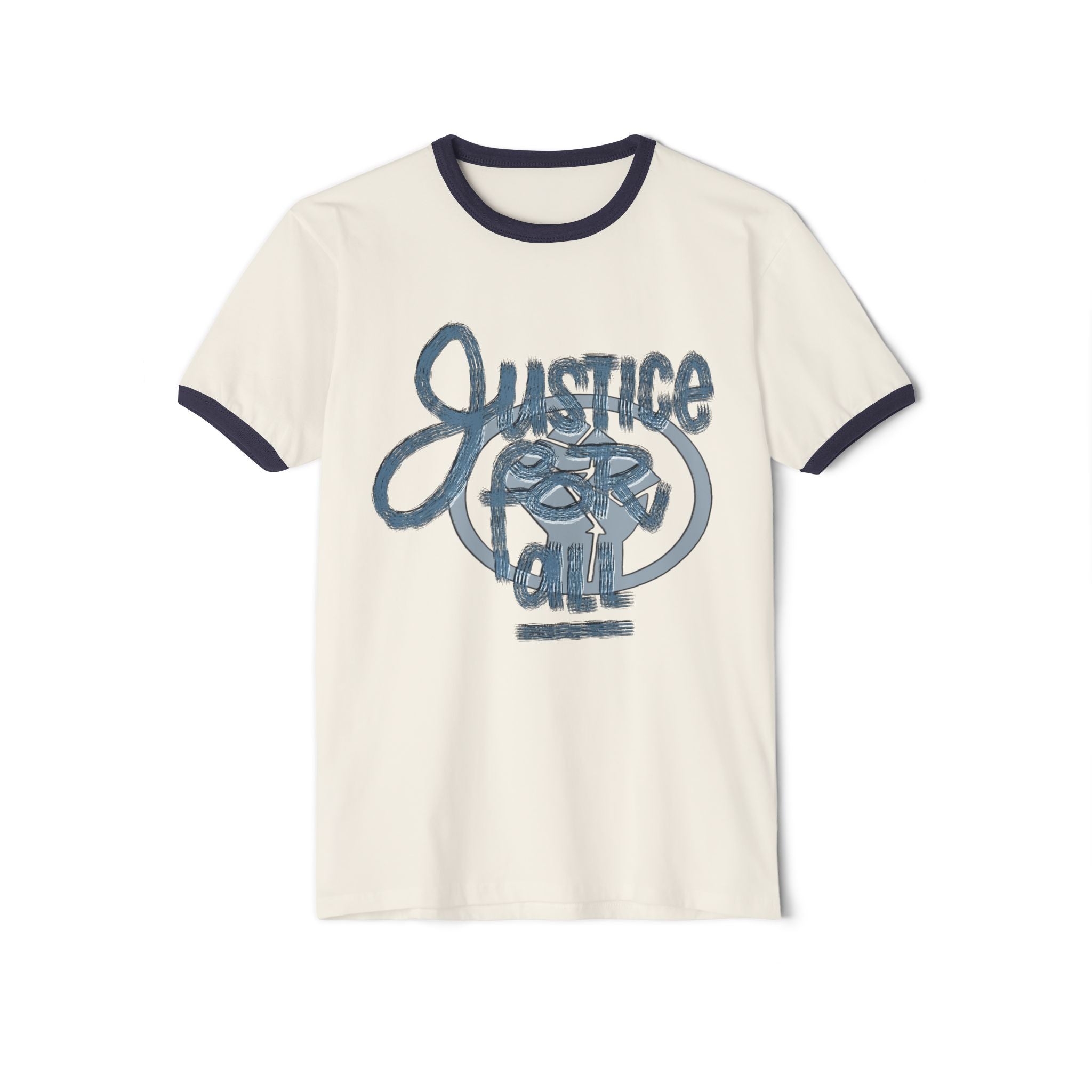 Justice For All Unisex Cotton Ringer T-Shirt | Vintage Graphic Tee for Activists