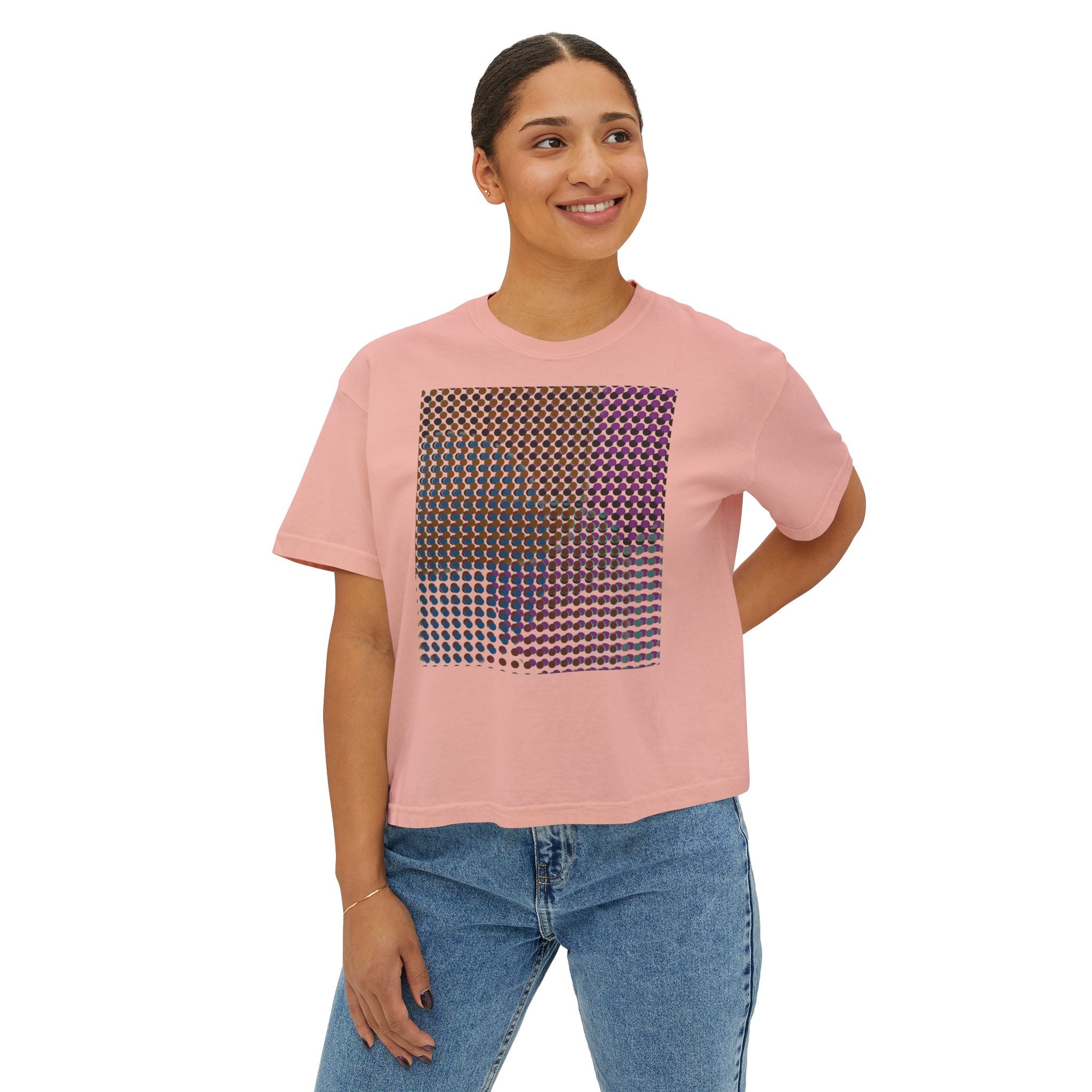 Chic Women's Boxy Tee - Modern Abstract Design