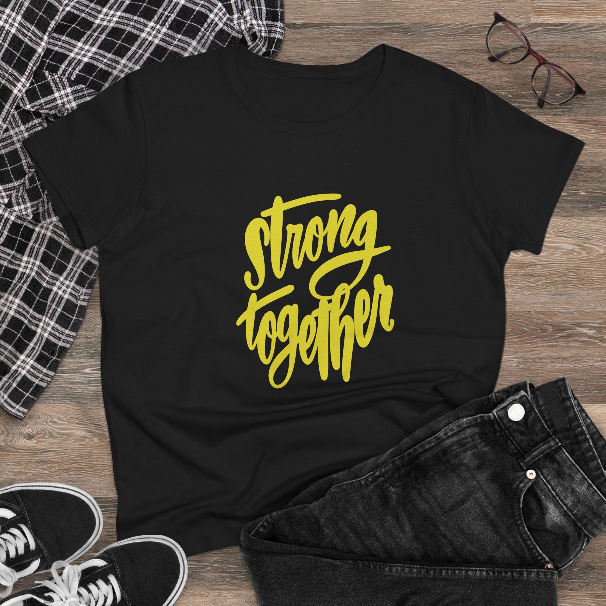 Strong Together Women's Cotton Tee - Empowerment Shirt for Everyday Comfort